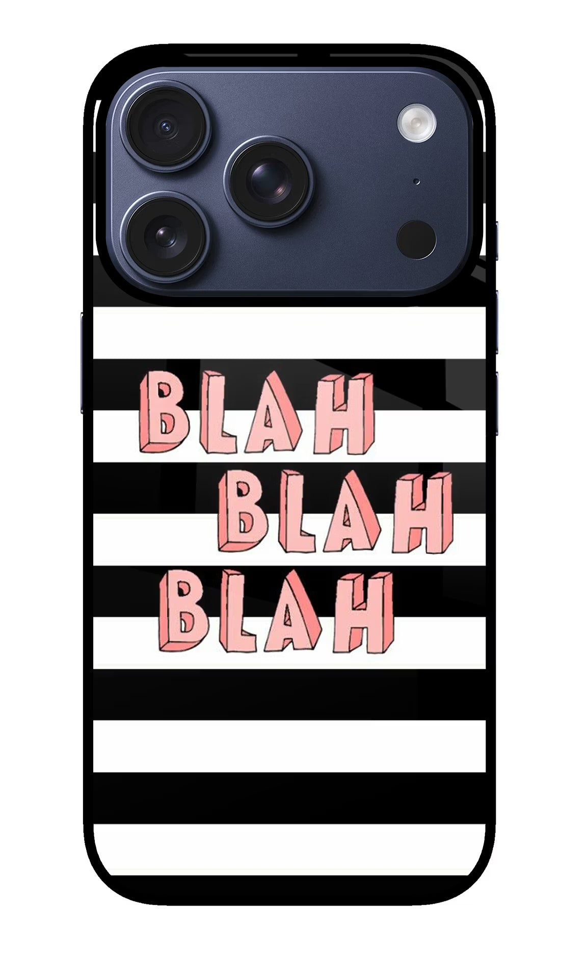 Blah Blah Blah iPhone 17 Pro Back Cover - Blah Blah Blah iPhone 17 Pro Glass Case Back Cover by Casekaro Blah Blah Blah iPhone 17 Pro Glass Case Back Cover by Casekaro