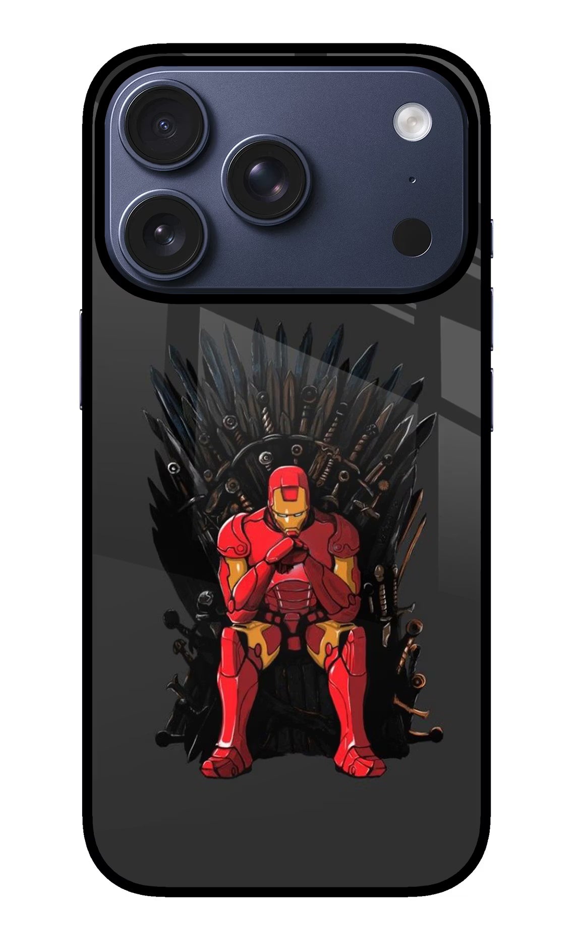 Ironman Throne iPhone 17 Pro Back Cover - Ironman Throne iPhone 17 Pro Glass Case Back Cover by Casekaro Ironman Throne iPhone 17 Pro Glass Case Back Cover by Casekaro