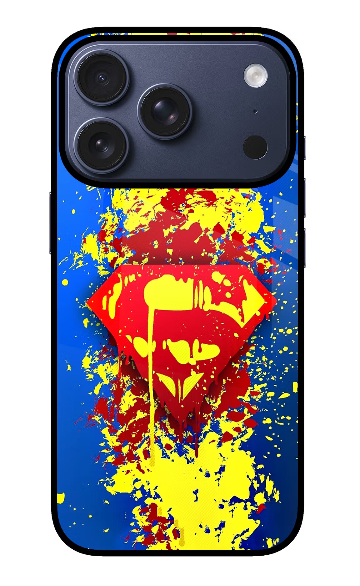 Superman logo iPhone 17 Pro Back Cover - Superman logo iPhone 17 Pro Glass Case Back Cover by Casekaro Superman logo iPhone 17 Pro Glass Case Back Cover by Casekaro