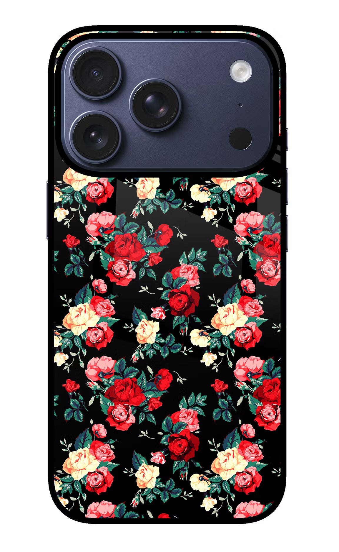 Rose Pattern iPhone 17 Pro Glass Case - Rose Pattern iPhone 17 Pro Glass Case Rose Pattern iPhone 17 Pro Glass Case