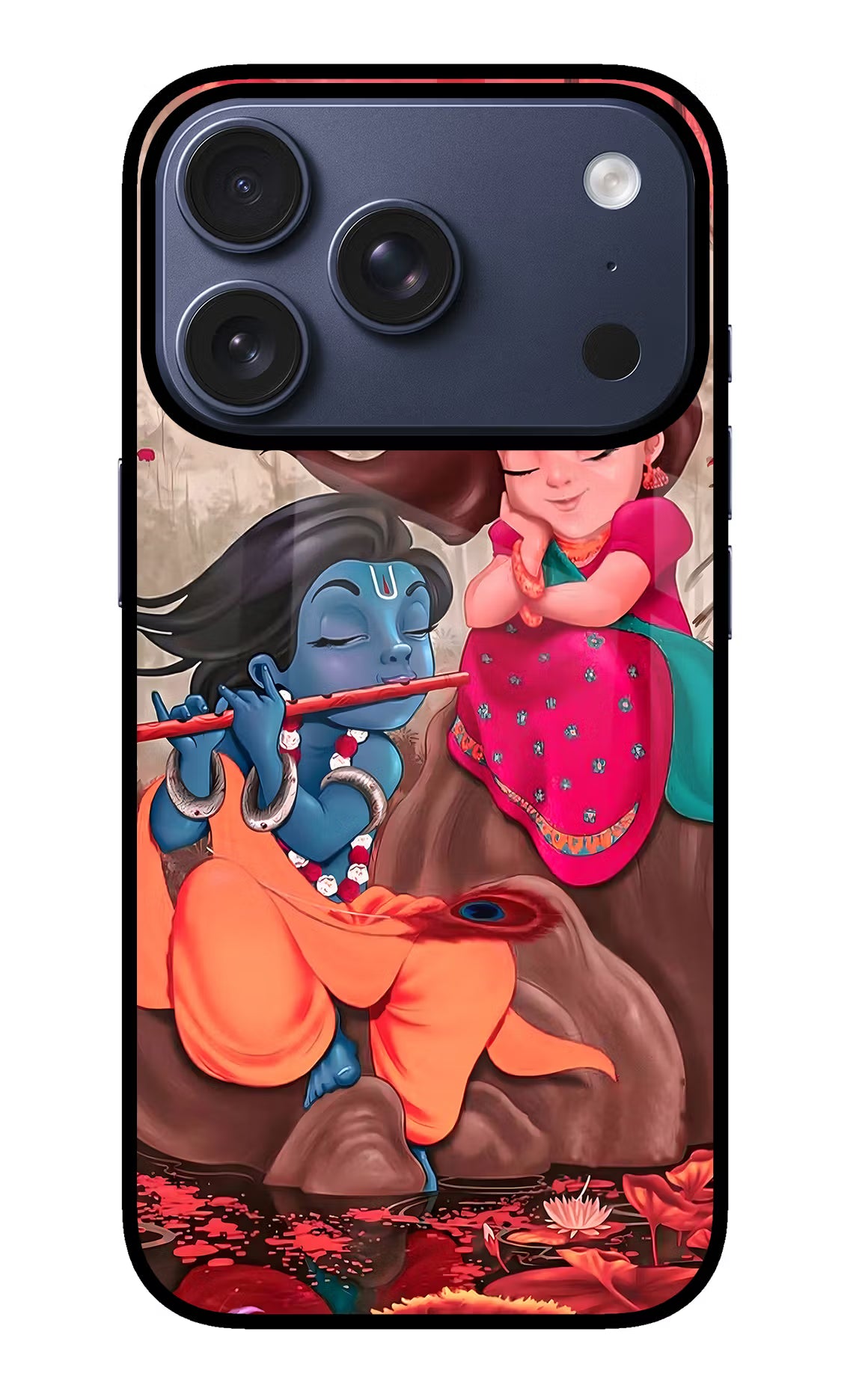 Radhe Krishna iPhone 17 Pro Back Cover - Radhe Krishna iPhone 17 Pro Glass Case Back Cover by Casekaro Radhe Krishna iPhone 17 Pro Glass Case Back Cover by Casekaro