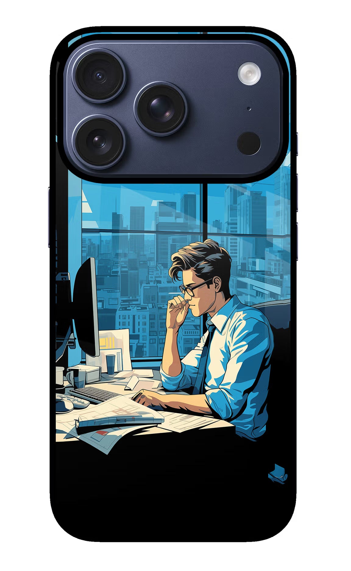 Focused Hustler (AI Generated) iPhone 17 Pro Glass Case - Focused Hustler (AI Generated) iPhone 17 Pro Glass Case Focused Hustler (AI Generated) iPhone 17 Pro Glass Case