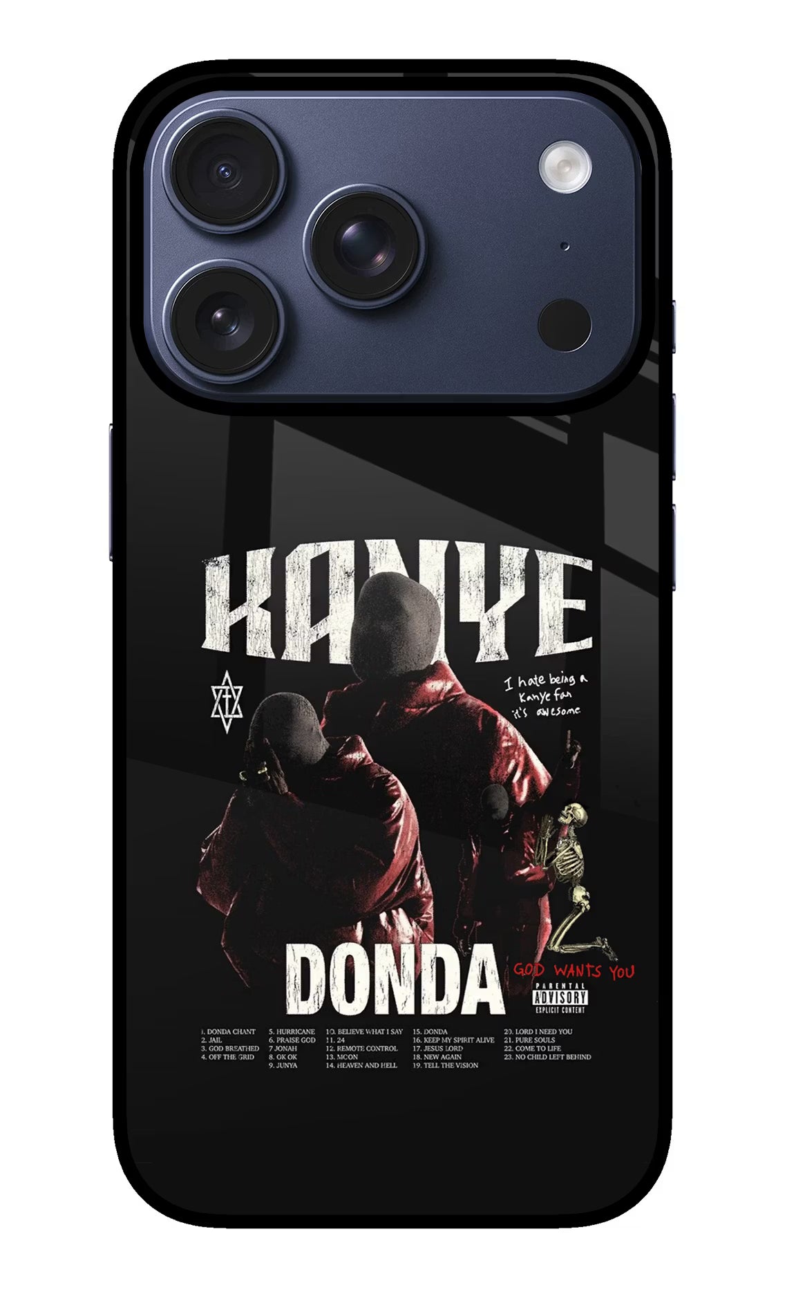 Donda Kanye West iPhone 17 Pro Back Cover - Donda Kanye West iPhone 17 Pro Glass Case Back Cover by Casekaro Donda Kanye West iPhone 17 Pro Glass Case Back Cover by Casekaro