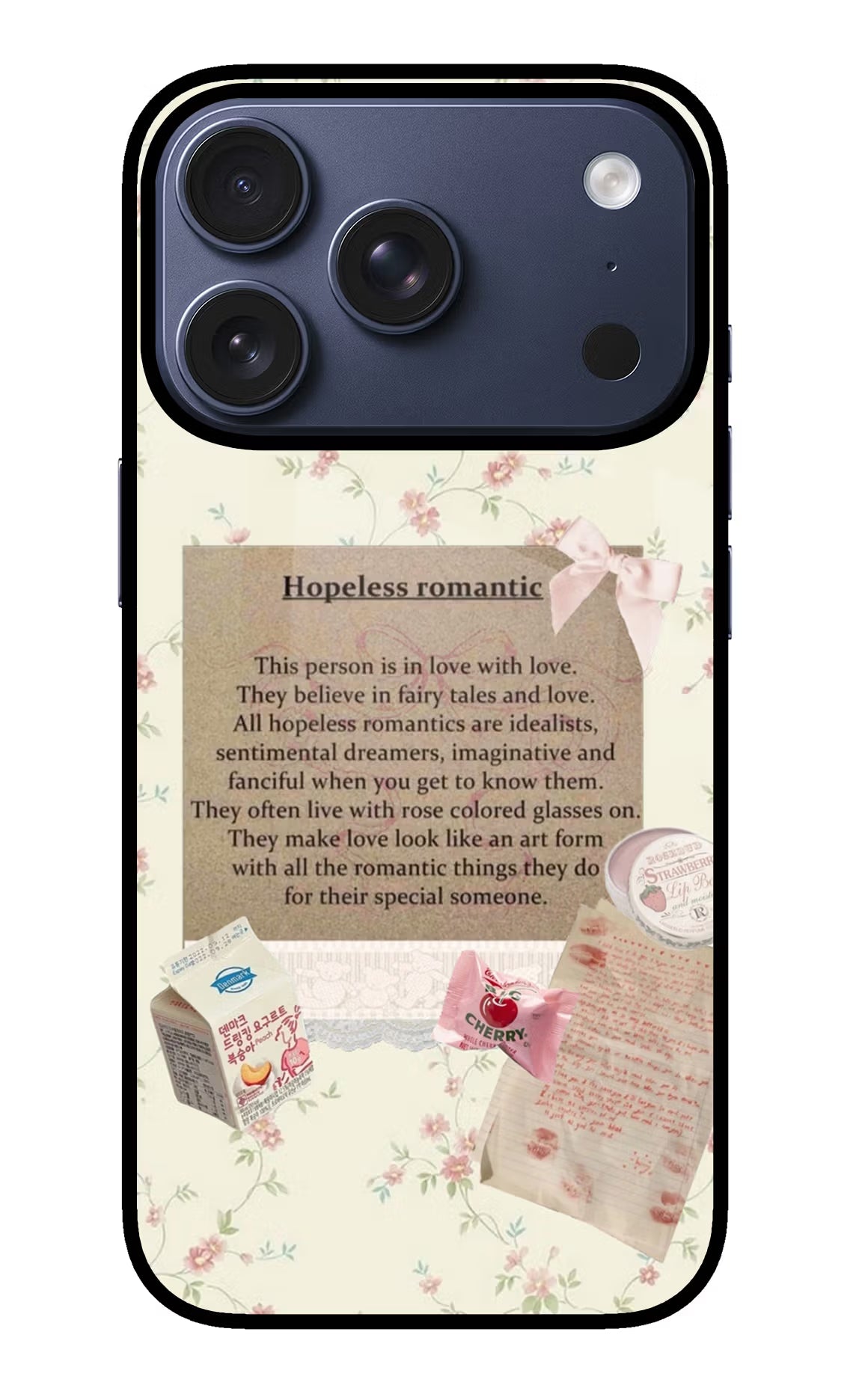 Hopeless Romantic iPhone 17 Pro Back Cover - Hopeless Romantic iPhone 17 Pro Glass Case Back Cover by Casekaro Hopeless Romantic iPhone 17 Pro Glass Case Back Cover by Casekaro