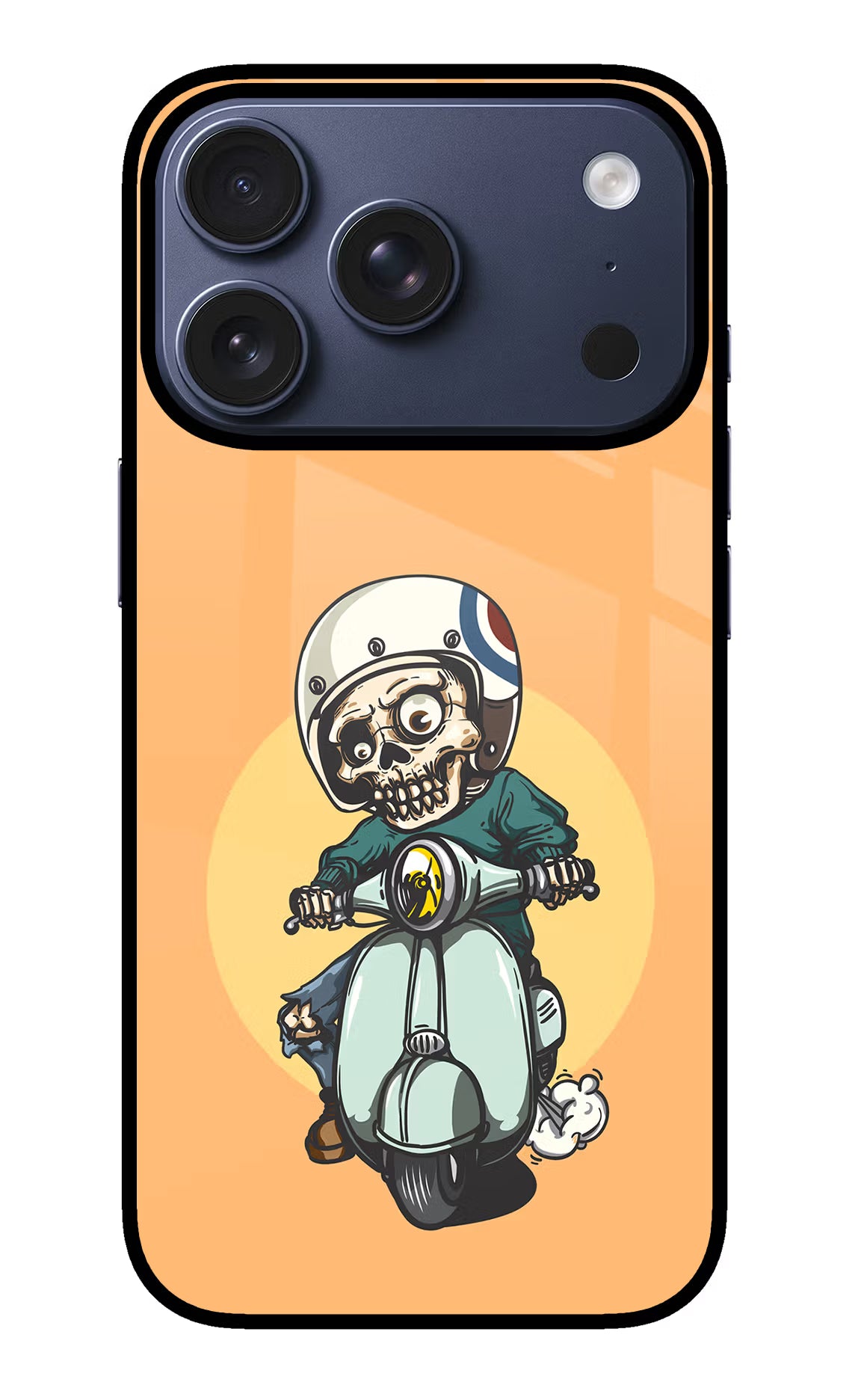 Undead Biker iPhone 17 Pro Back Cover - Undead Biker iPhone 17 Pro Glass Case Back Cover by Casekaro Undead Biker iPhone 17 Pro Glass Case Back Cover by Casekaro