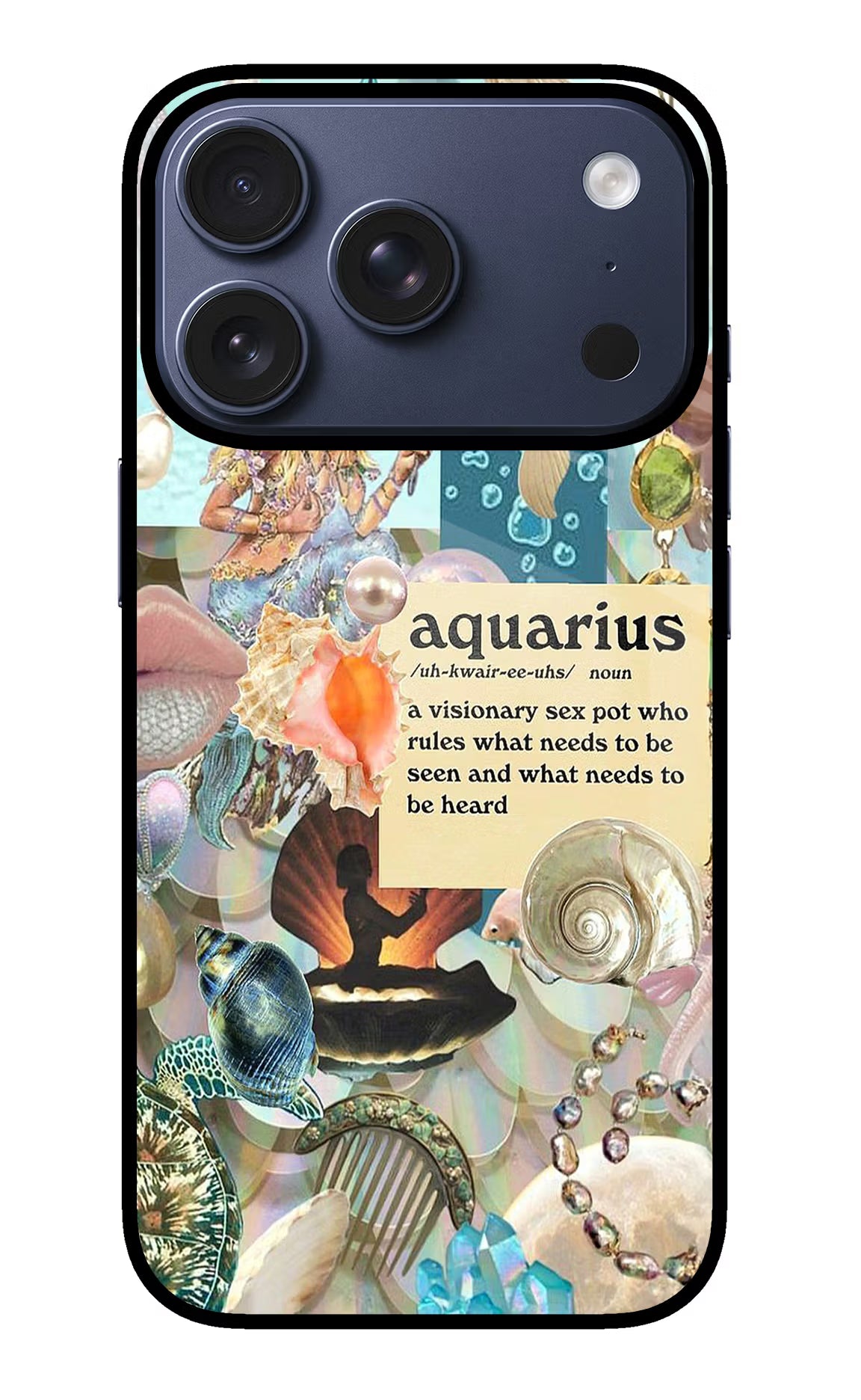 Aquarius Zodiac iPhone 17 Pro Back Cover - Aquarius Zodiac iPhone 17 Pro Glass Case Back Cover by Casekaro Aquarius Zodiac iPhone 17 Pro Glass Case Back Cover by Casekaro