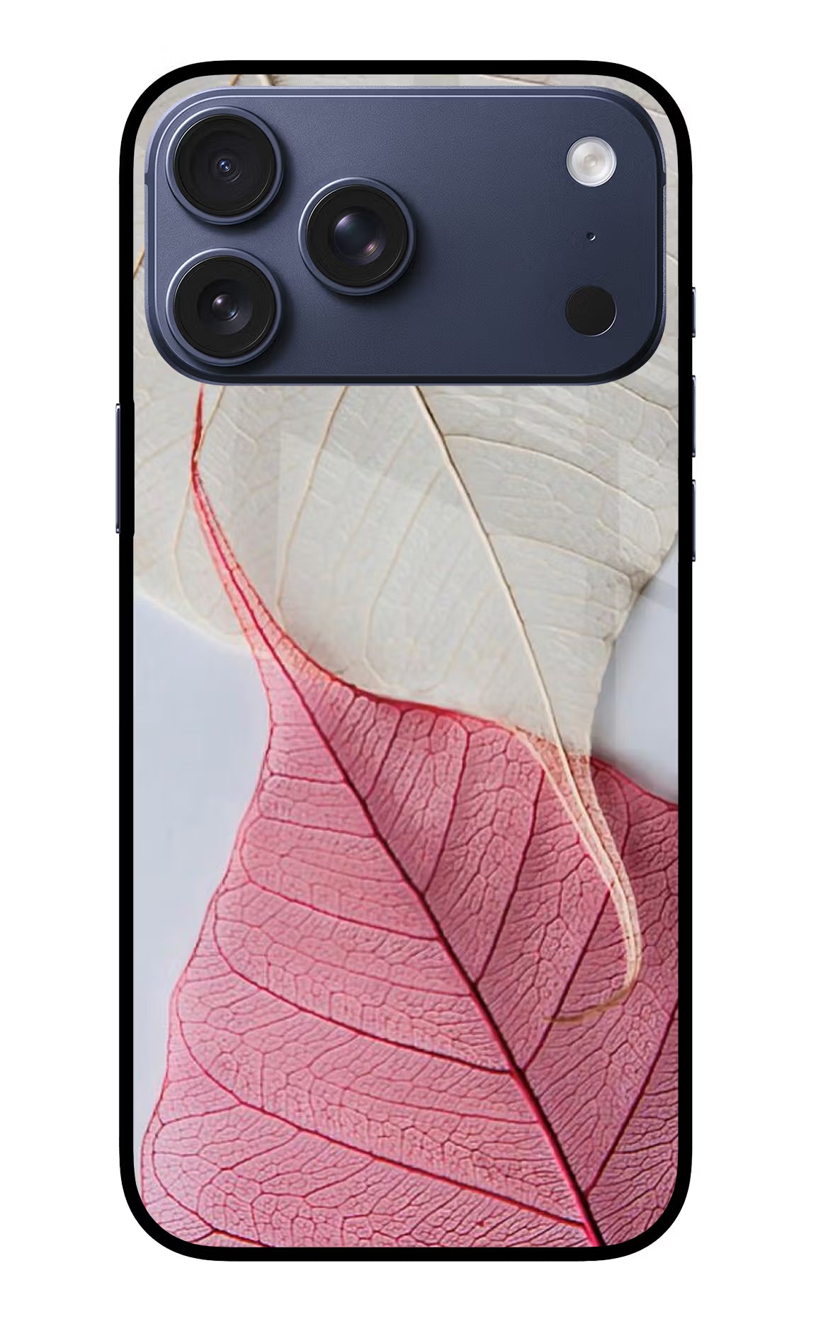 White Pink Leaf iPhone 17 Pro Max Glass Case - White Pink Leaf iPhone 17 Pro Max Glass Case White Pink Leaf iPhone 17 Pro Max Glass Case