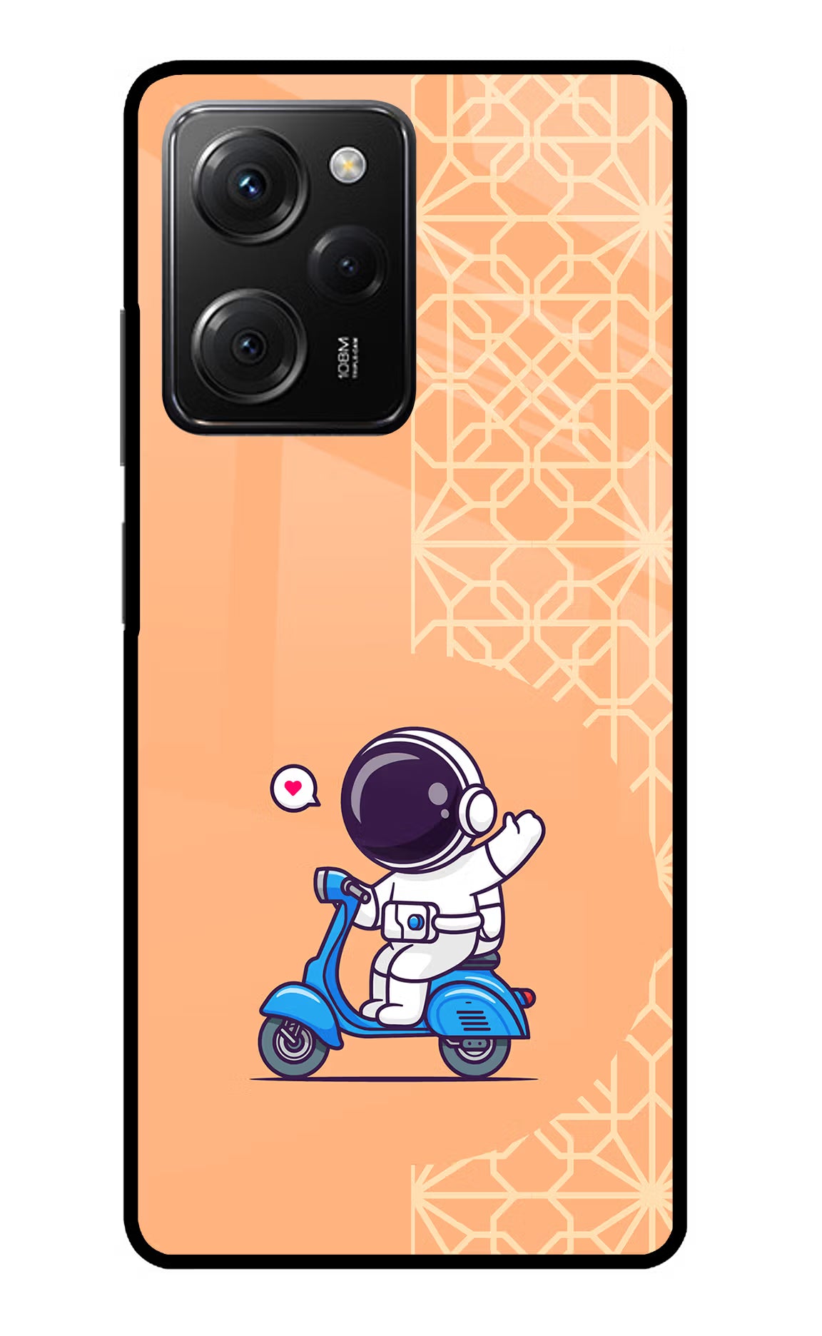 Cute Astronaut Riding Poco X5 Pro 5G Glass Case - Cute Astronaut Riding Poco X5 Pro 5G Glass Case Cute Astronaut Riding Poco X5 Pro 5G Glass Case