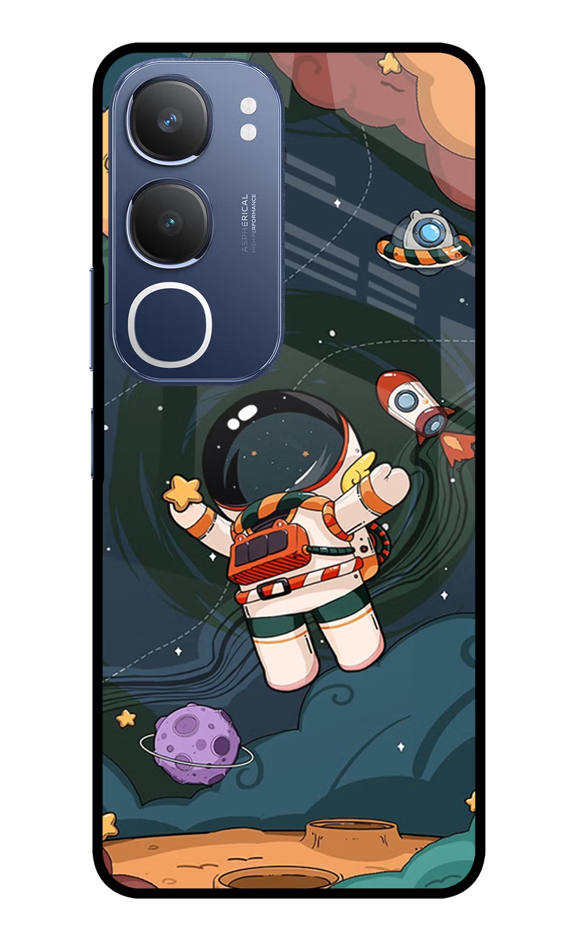 Cartoon Astronaut Vivo Y29 5G Glass Case - Cartoon Astronaut Vivo Y29 5G Glass Case Cartoon Astronaut Vivo Y29 5G Glass Case