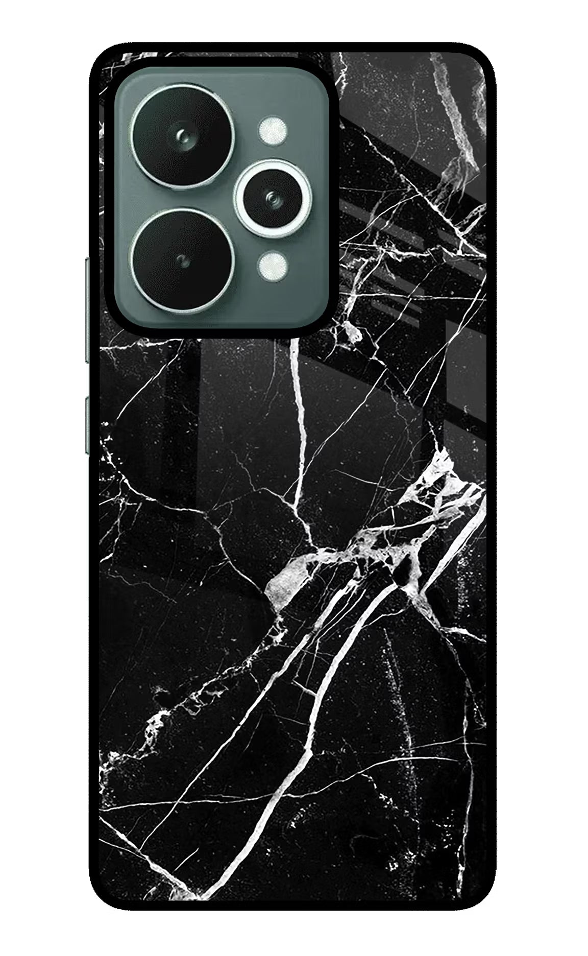 Black Marble Pattern Realme 15 Glass Case - Black Marble Pattern Realme 15 Glass Case Black Marble Pattern Realme 15 Glass Case