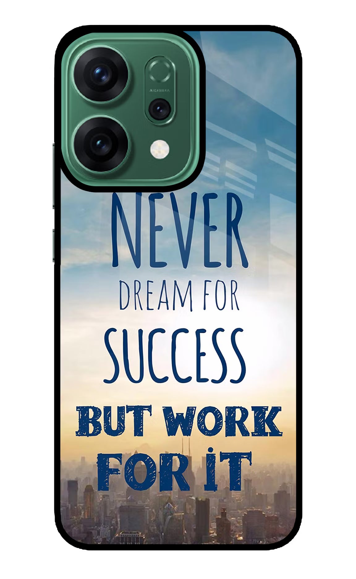 Never Dream For Success But Work For It Oppo Reno14 5G Back Cover - Never Dream For Success But Work For It Oppo Reno14 5G Glass Case Back Cover by Casekaro Never Dream For Success But Work For It Oppo Reno14 5G Glass Case Back Cover by Casekaro
