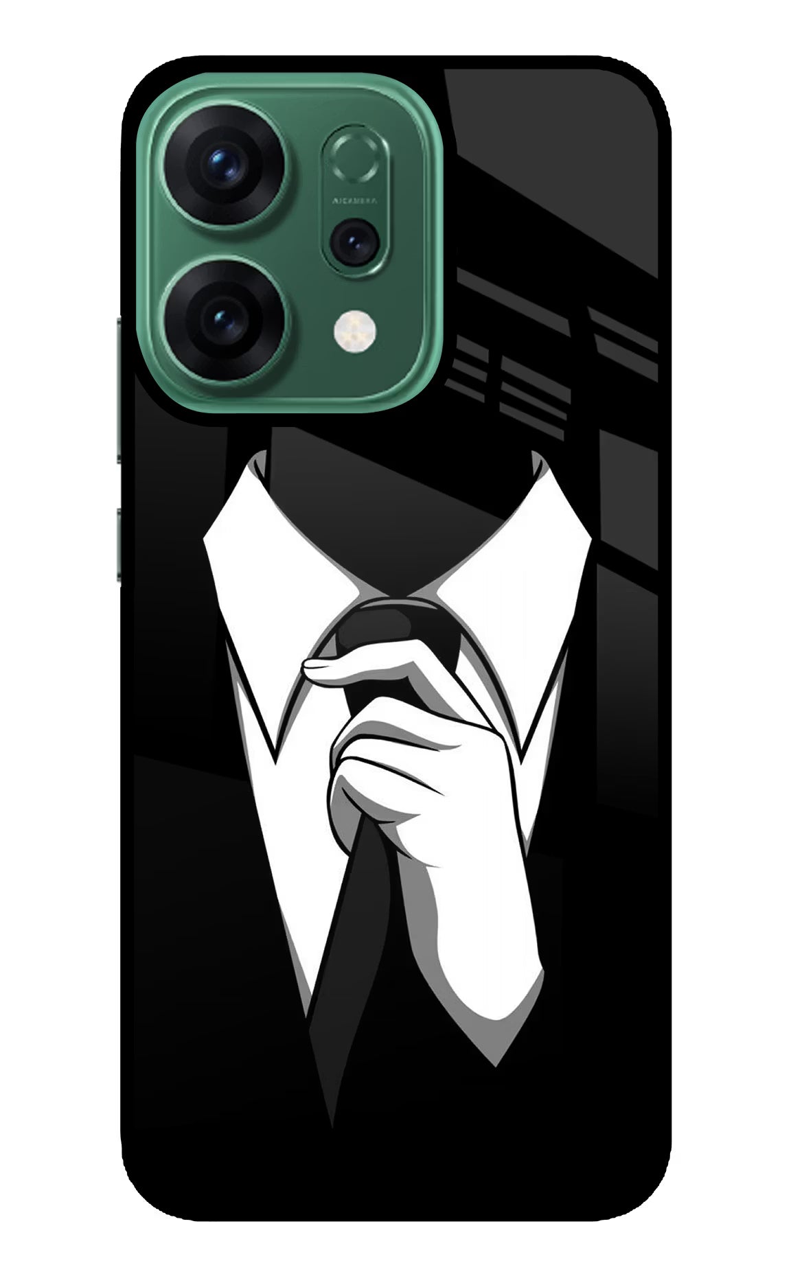 Black Tie Oppo Reno14 5G Back Cover - Black Tie Oppo Reno14 5G Glass Case Back Cover by Casekaro Black Tie Oppo Reno14 5G Glass Case Back Cover by Casekaro