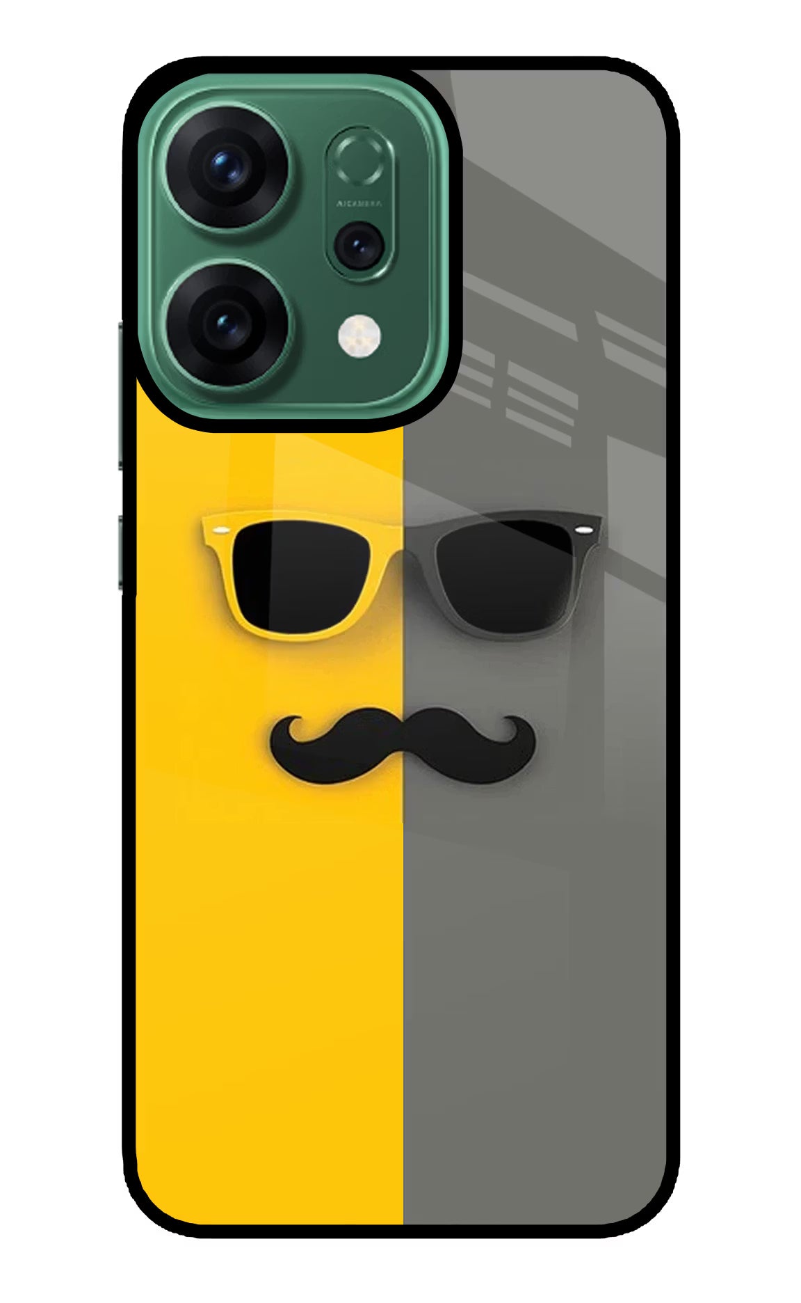 Sunglasses with Mustache Oppo Reno14 5G Glass Case - Sunglasses with Mustache Oppo Reno14 5G Glass Case Sunglasses with Mustache Oppo Reno14 5G Glass Case