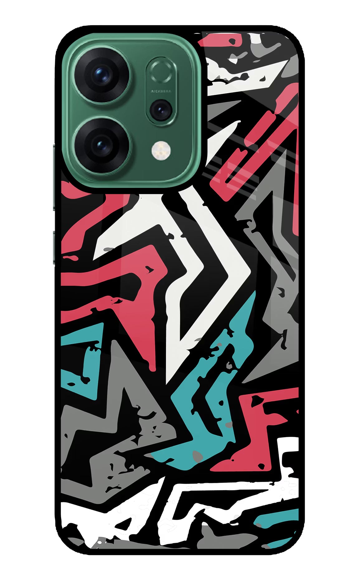 Geometric Graffiti Oppo Reno14 5G Back Cover - Geometric Graffiti Oppo Reno14 5G Glass Case Back Cover by Casekaro Geometric Graffiti Oppo Reno14 5G Glass Case Back Cover by Casekaro