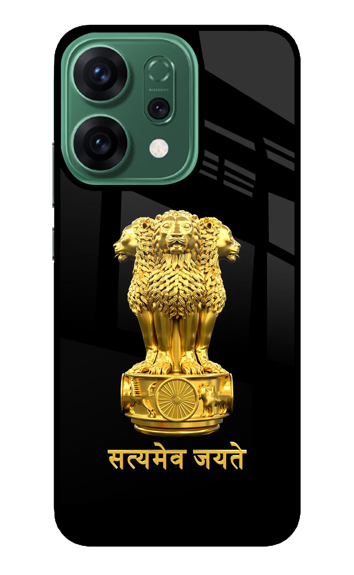 Satyamev Jayate Golden Oppo Reno14 5G Back Cover - Satyamev Jayate Golden Oppo Reno14 5G Glass Case Back Cover by Casekaro Satyamev Jayate Golden Oppo Reno14 5G Glass Case Back Cover by Casekaro