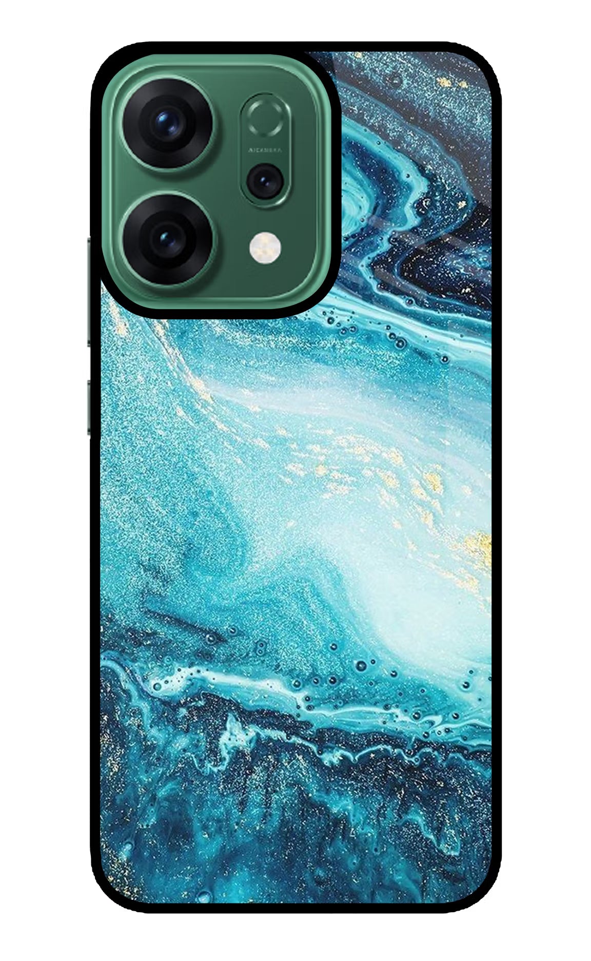 Blue Glitter Marble Oppo Reno14 5G Back Cover - Blue Glitter Marble Oppo Reno14 5G Glass Case Back Cover by Casekaro Blue Glitter Marble Oppo Reno14 5G Glass Case Back Cover by Casekaro