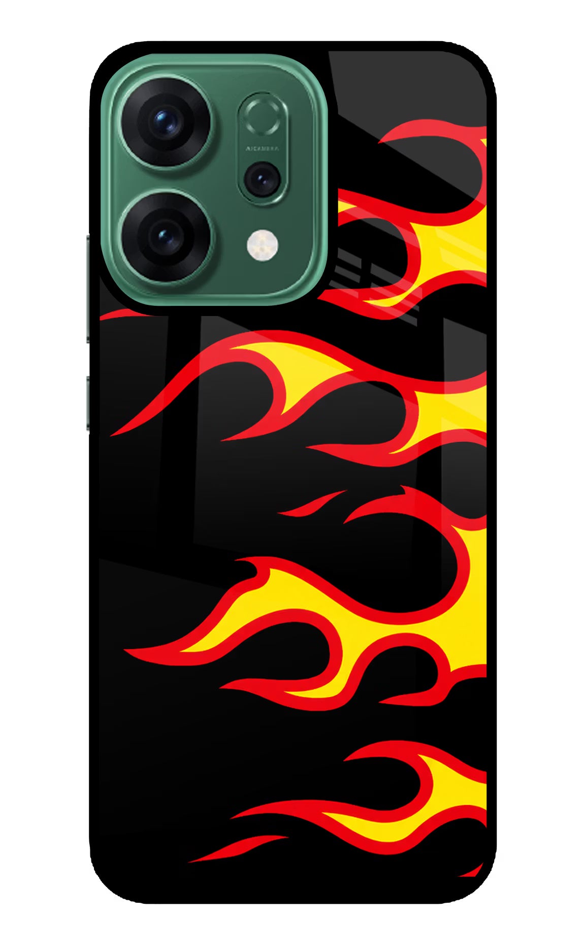 Side Sweep Flames Oppo Reno14 5G Back Cover - Side Sweep Flames Oppo Reno14 5G Glass Case Back Cover by Casekaro Side Sweep Flames Oppo Reno14 5G Glass Case Back Cover by Casekaro