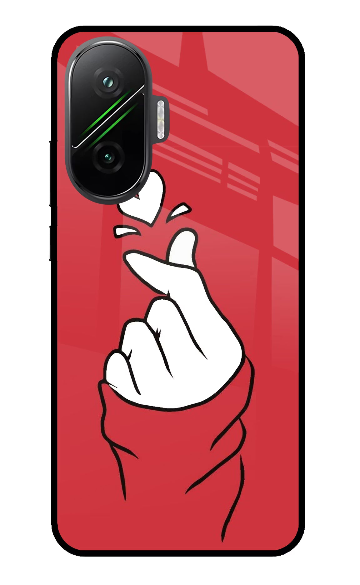 Korean Love Sign Poco F7 5G Back Cover - Korean Love Sign Poco F7 5G Glass Case Back Cover by Casekaro Korean Love Sign Poco F7 5G Glass Case Back Cover by Casekaro