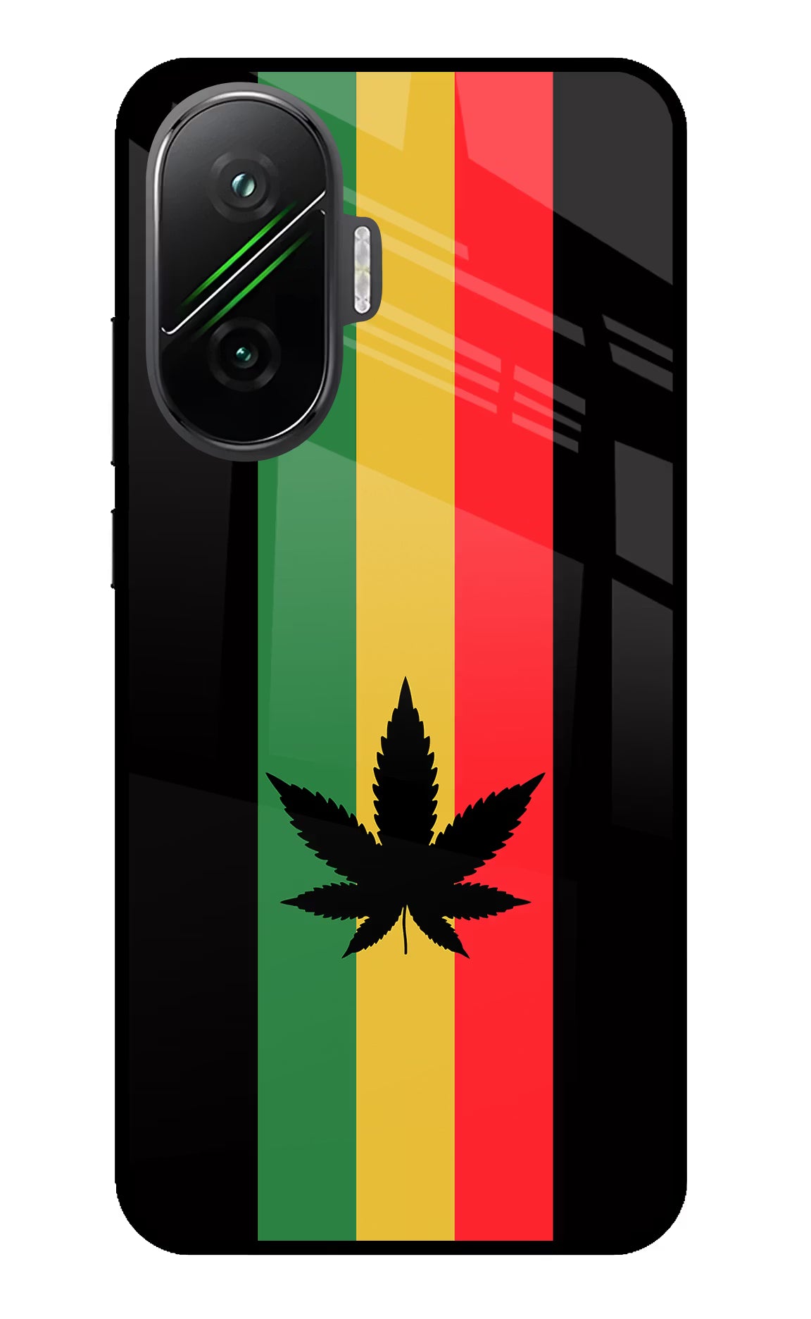 Weed Flag Poco F7 5G Back Cover - Weed Flag Poco F7 5G Glass Case Back Cover by Casekaro Weed Flag Poco F7 5G Glass Case Back Cover by Casekaro