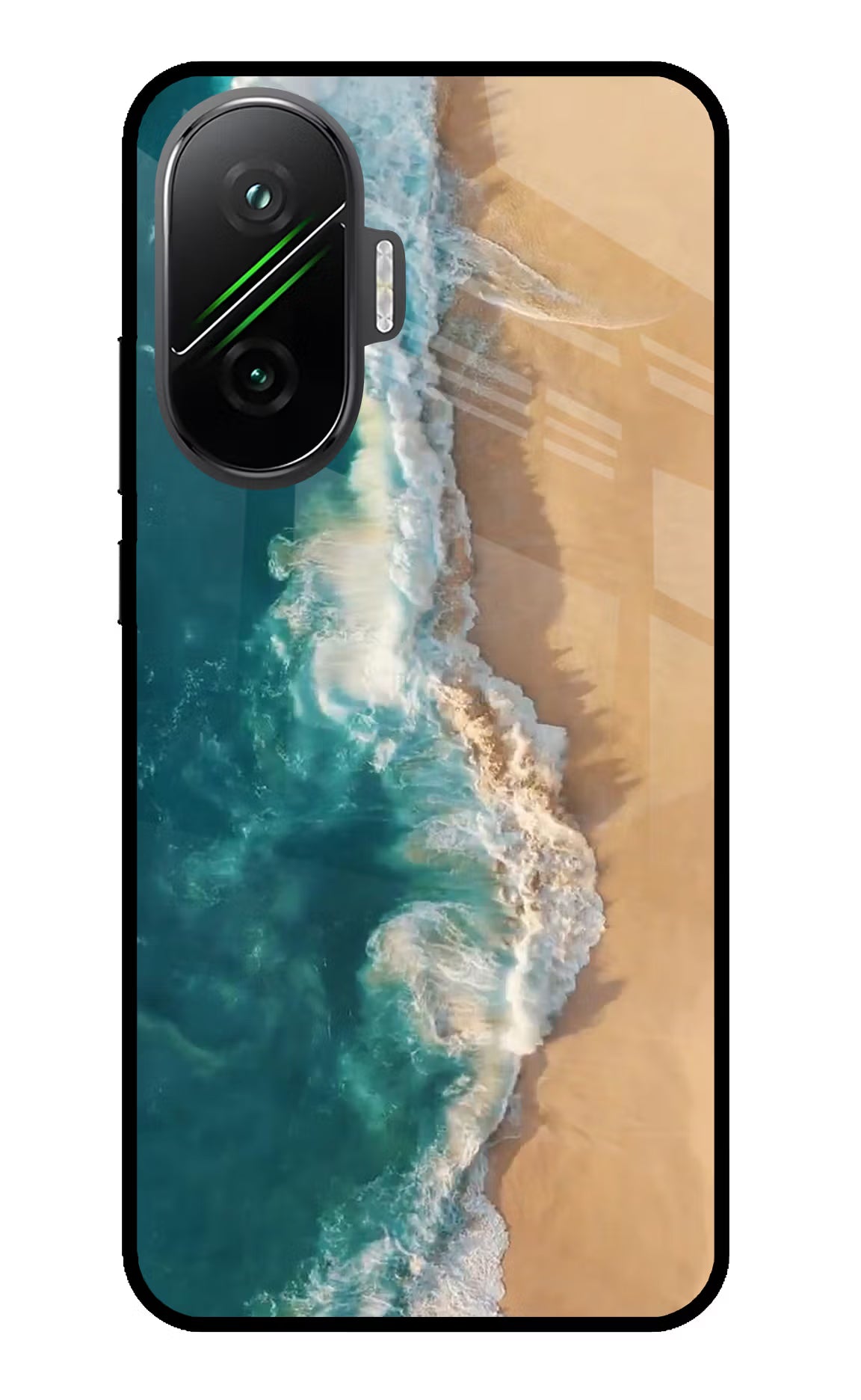 Ocean Beach Poco F7 5G Back Cover - Ocean Beach Poco F7 5G Glass Case Back Cover by Casekaro Ocean Beach Poco F7 5G Glass Case Back Cover by Casekaro