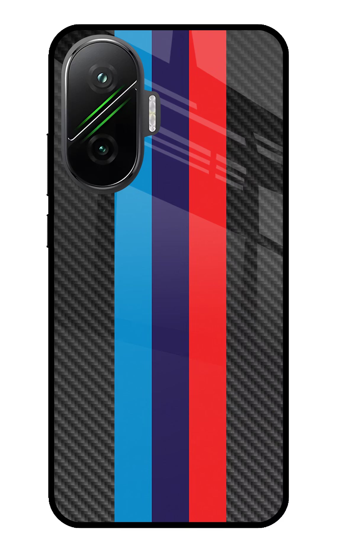 BMW Stripes Pattern Poco F7 5G Back Cover - BMW Stripes Pattern Poco F7 5G Glass Case Back Cover by Casekaro BMW Stripes Pattern Poco F7 5G Glass Case Back Cover by Casekaro