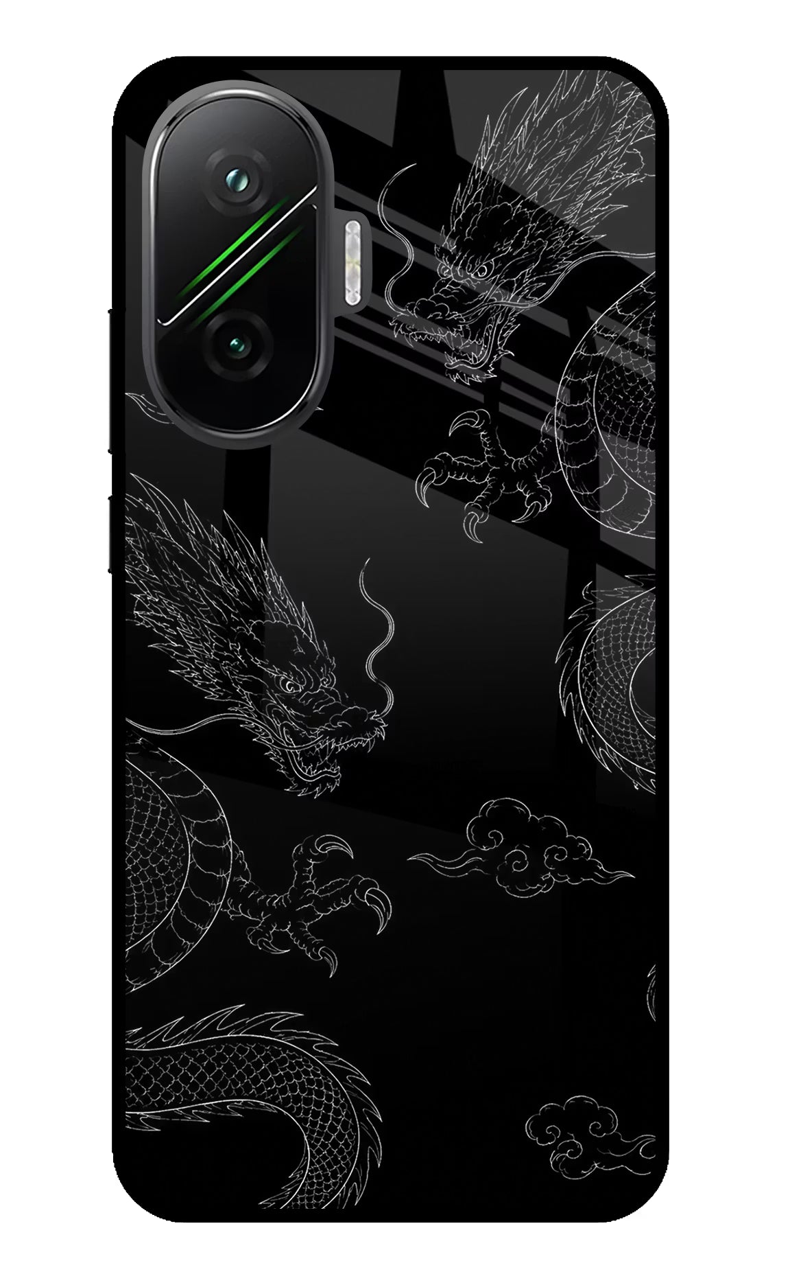 Twin Dragons Poco F7 5G Back Cover - Twin Dragons Poco F7 5G Glass Case Back Cover by Casekaro Twin Dragons Poco F7 5G Glass Case Back Cover by Casekaro