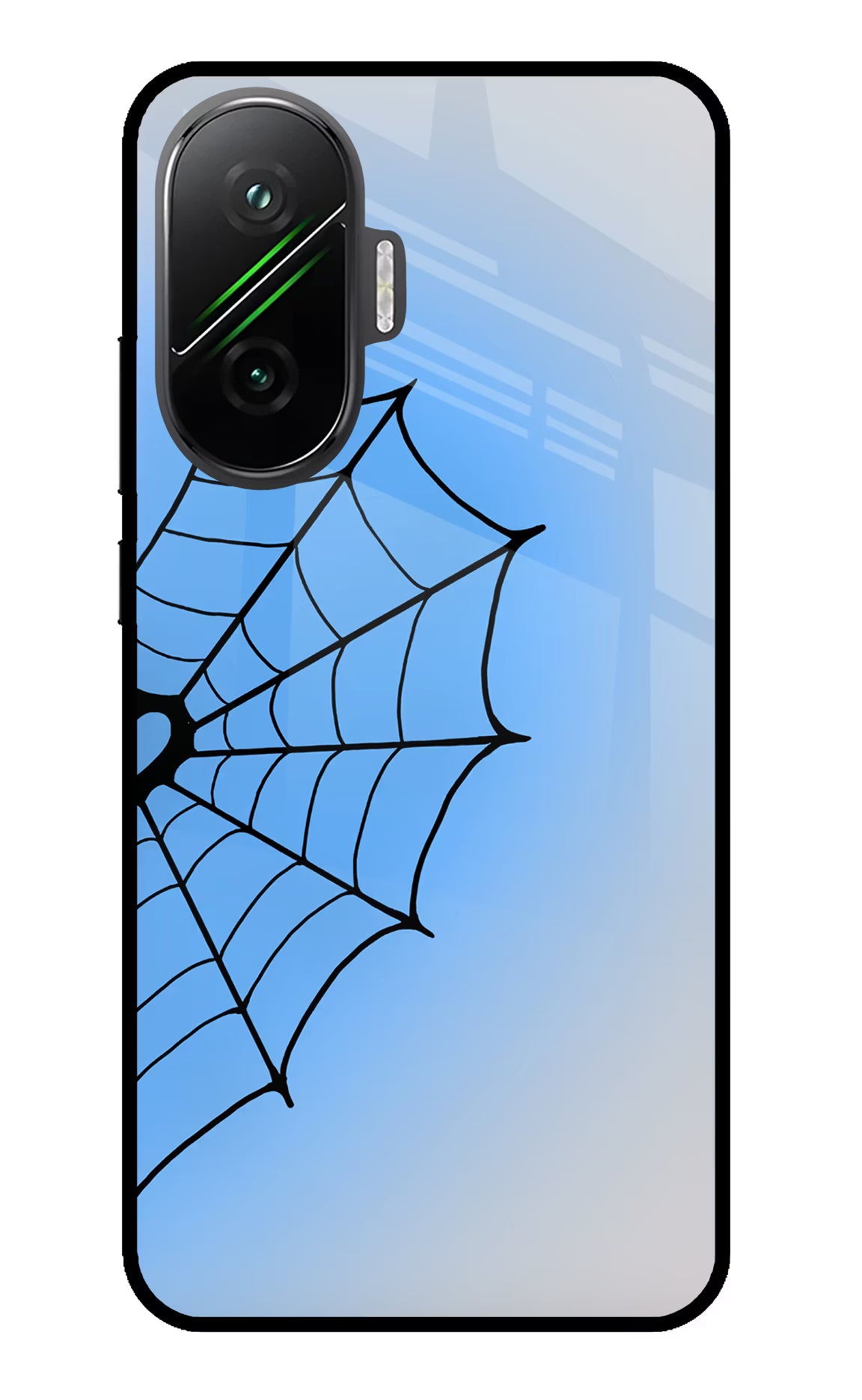 Blue Web Poco F7 5G Glass Case - Blue Web Poco F7 5G Glass Case Blue Web Poco F7 5G Glass Case