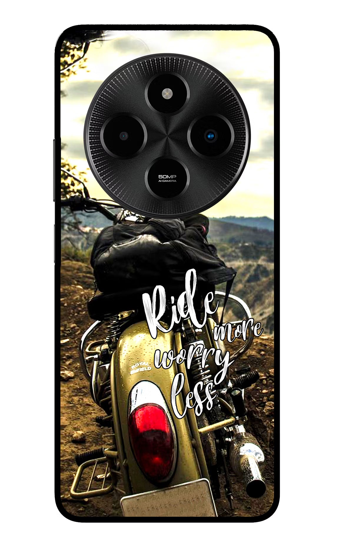Ride More Worry Less Poco M7 5G Back Cover - Ride More Worry Less Poco M7 5G Glass Case Back Cover by Casekaro Ride More Worry Less Poco M7 5G Glass Case Back Cover by Casekaro