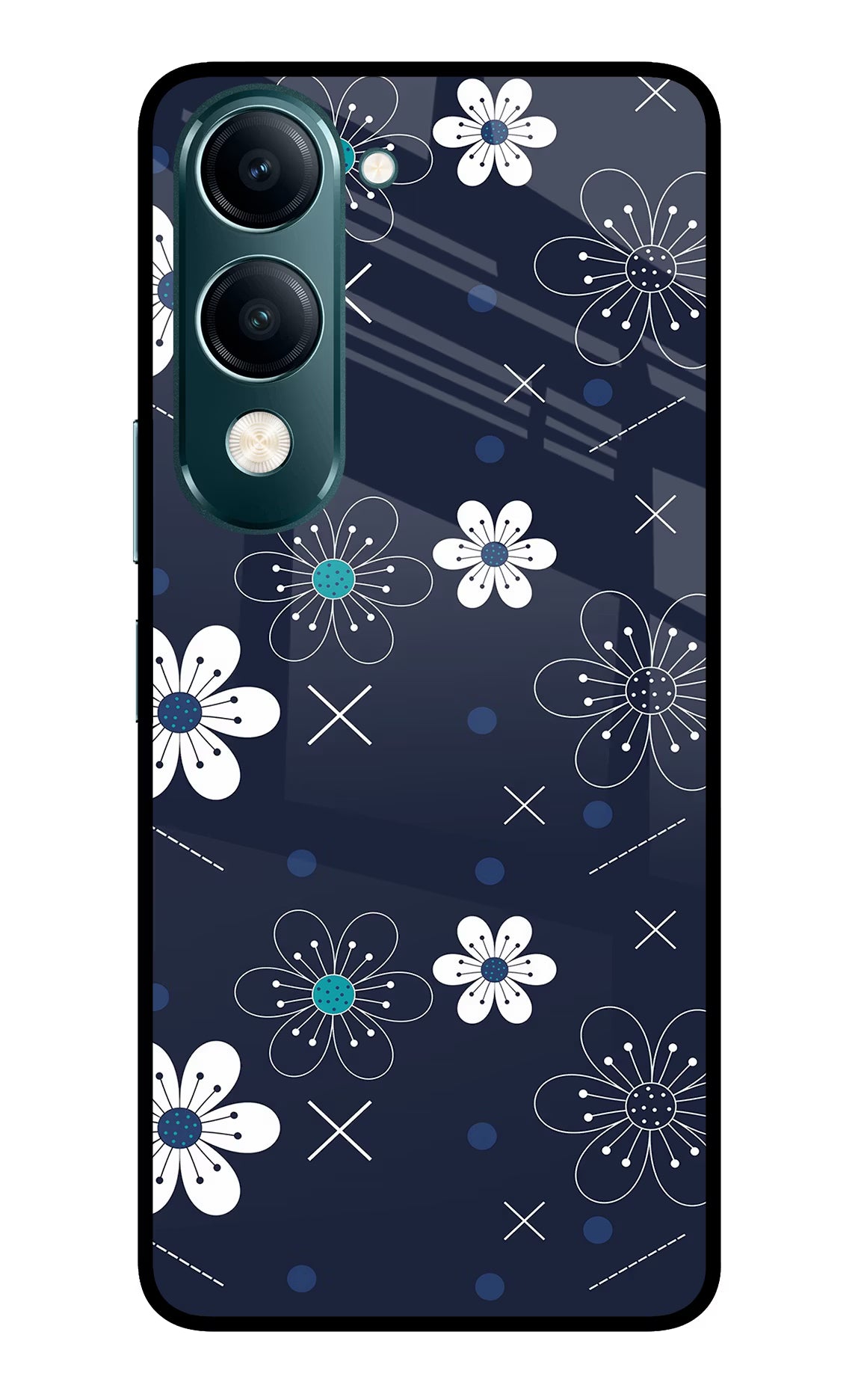 Flowers Vivo Y19s 5G Glass Case - Flowers Vivo Y19s 5G Glass Case Flowers Vivo Y19s 5G Glass Case