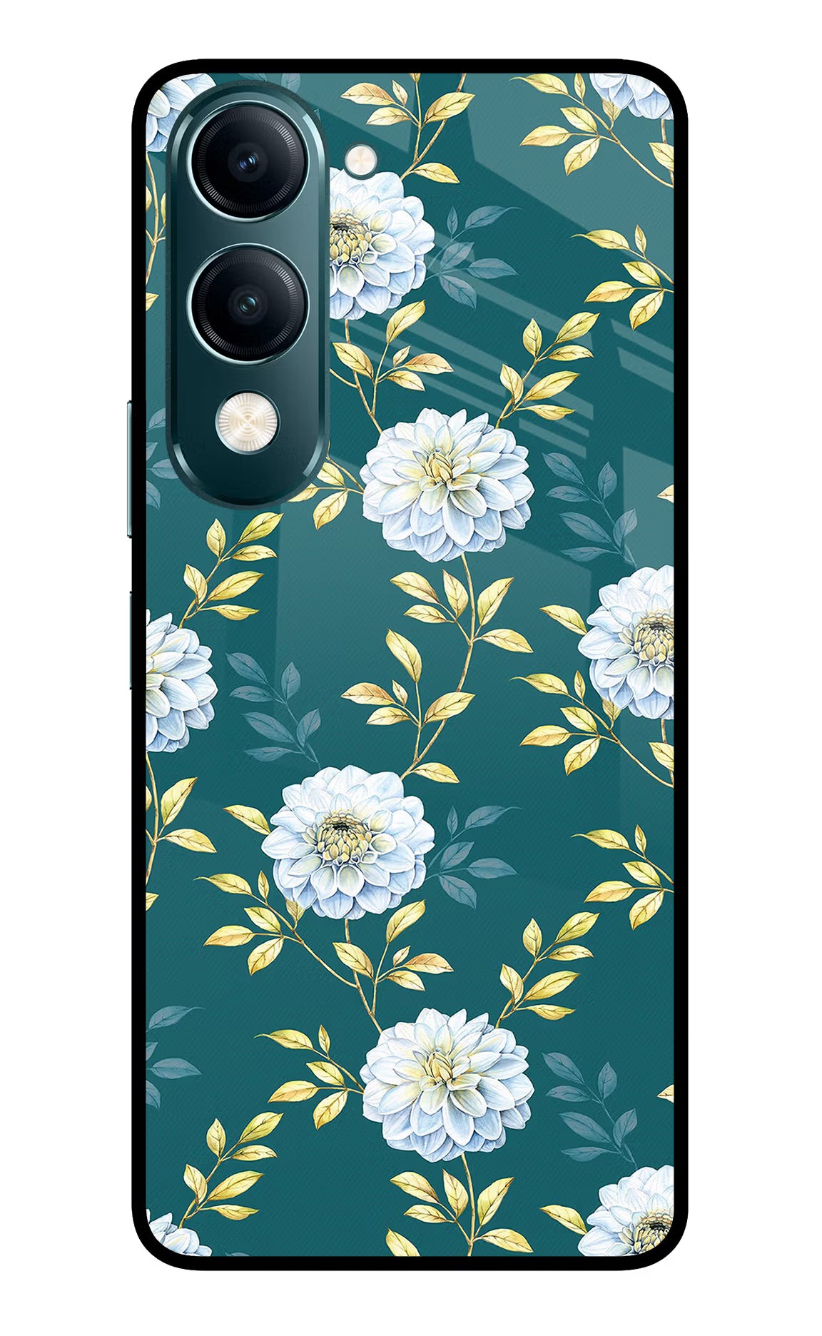 Flowers Vivo Y19s 5G Glass Case - Flowers Vivo Y19s 5G Glass Case Flowers Vivo Y19s 5G Glass Case