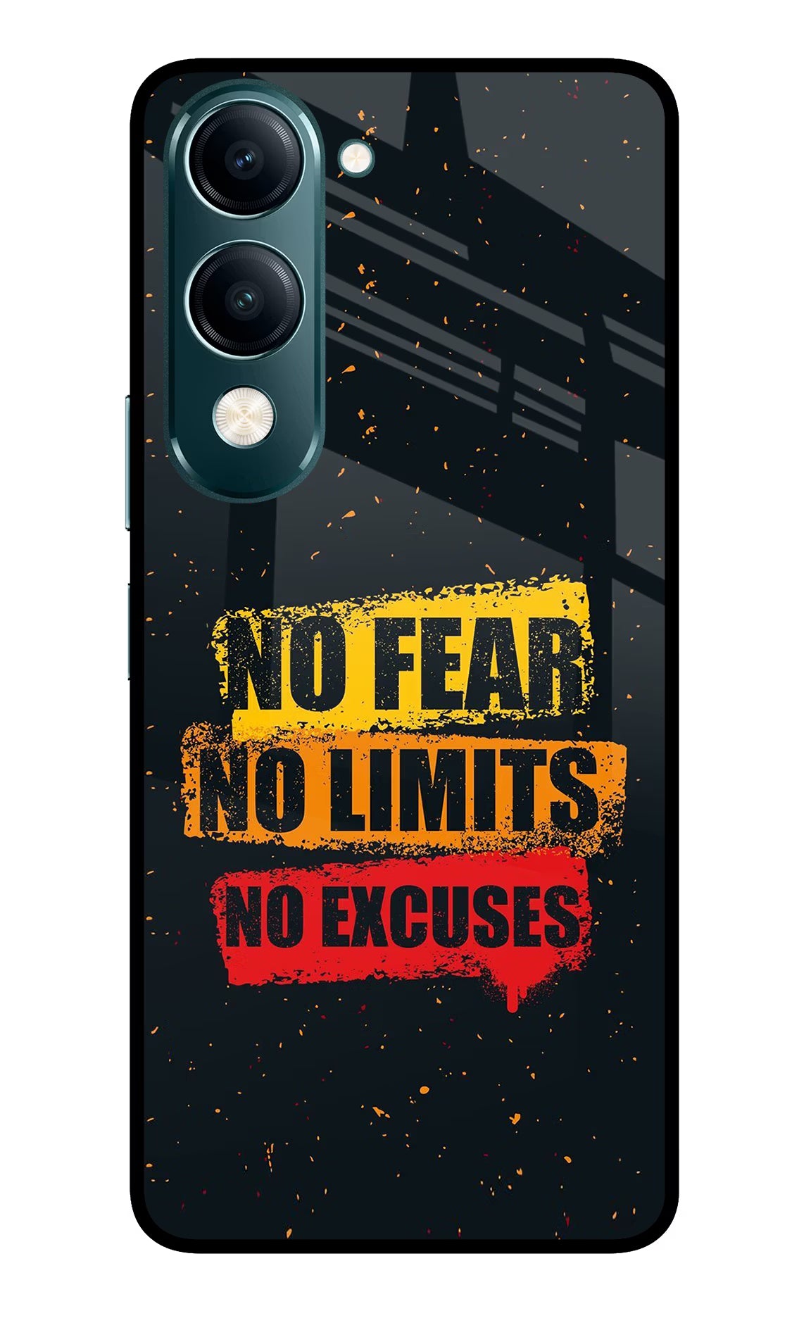 No Fear No Limits No Excuse Vivo Y19s 5G Back Cover - No Fear No Limits No Excuse Vivo Y19s 5G Glass Case Back Cover by Casekaro No Fear No Limits No Excuse Vivo Y19s 5G Glass Case Back Cover by Casekaro