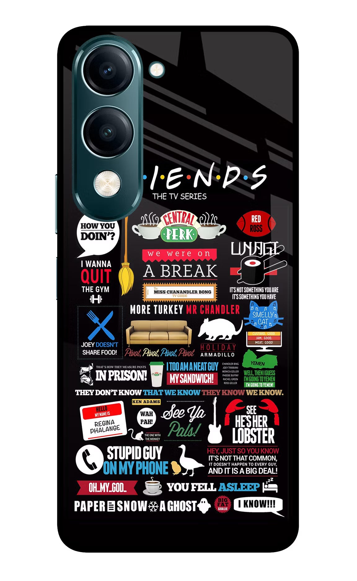 FRIENDS Vivo Y19s 5G Glass Case - FRIENDS Vivo Y19s 5G Glass Case FRIENDS Vivo Y19s 5G Glass Case