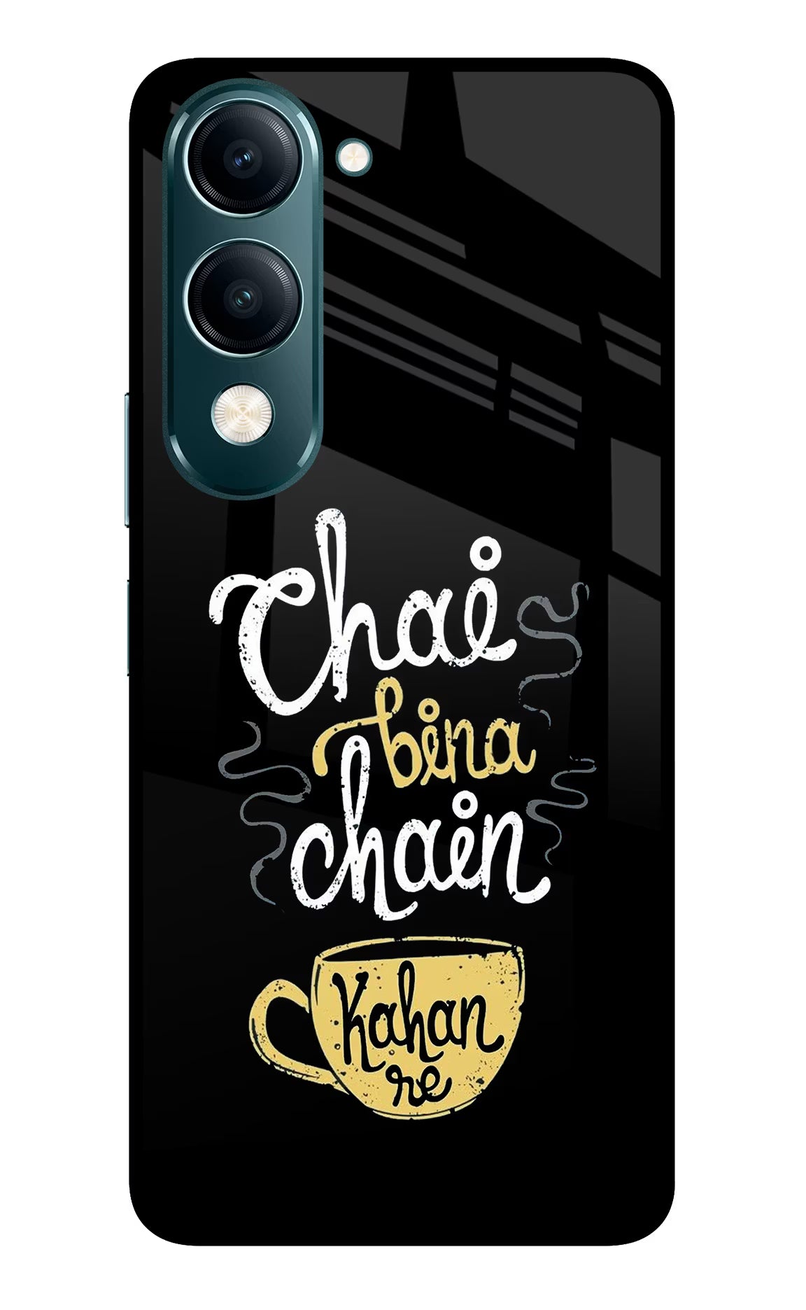 Chai Bina Chain Kaha Re Vivo Y19s 5G Back Cover - Chai Bina Chain Kaha Re Vivo Y19s 5G Glass Case Back Cover by Casekaro Chai Bina Chain Kaha Re Vivo Y19s 5G Glass Case Back Cover by Casekaro
