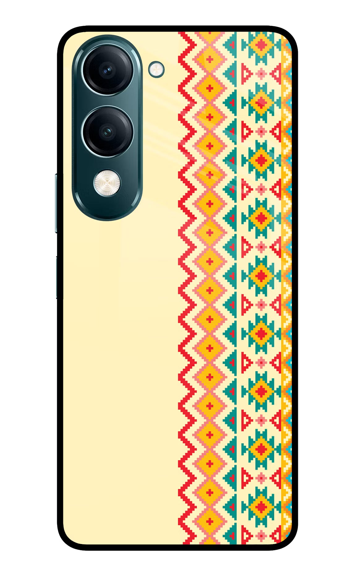 Ethnic Seamless Vivo Y19s 5G Glass Case - Ethnic Seamless Vivo Y19s 5G Glass Case Ethnic Seamless Vivo Y19s 5G Glass Case