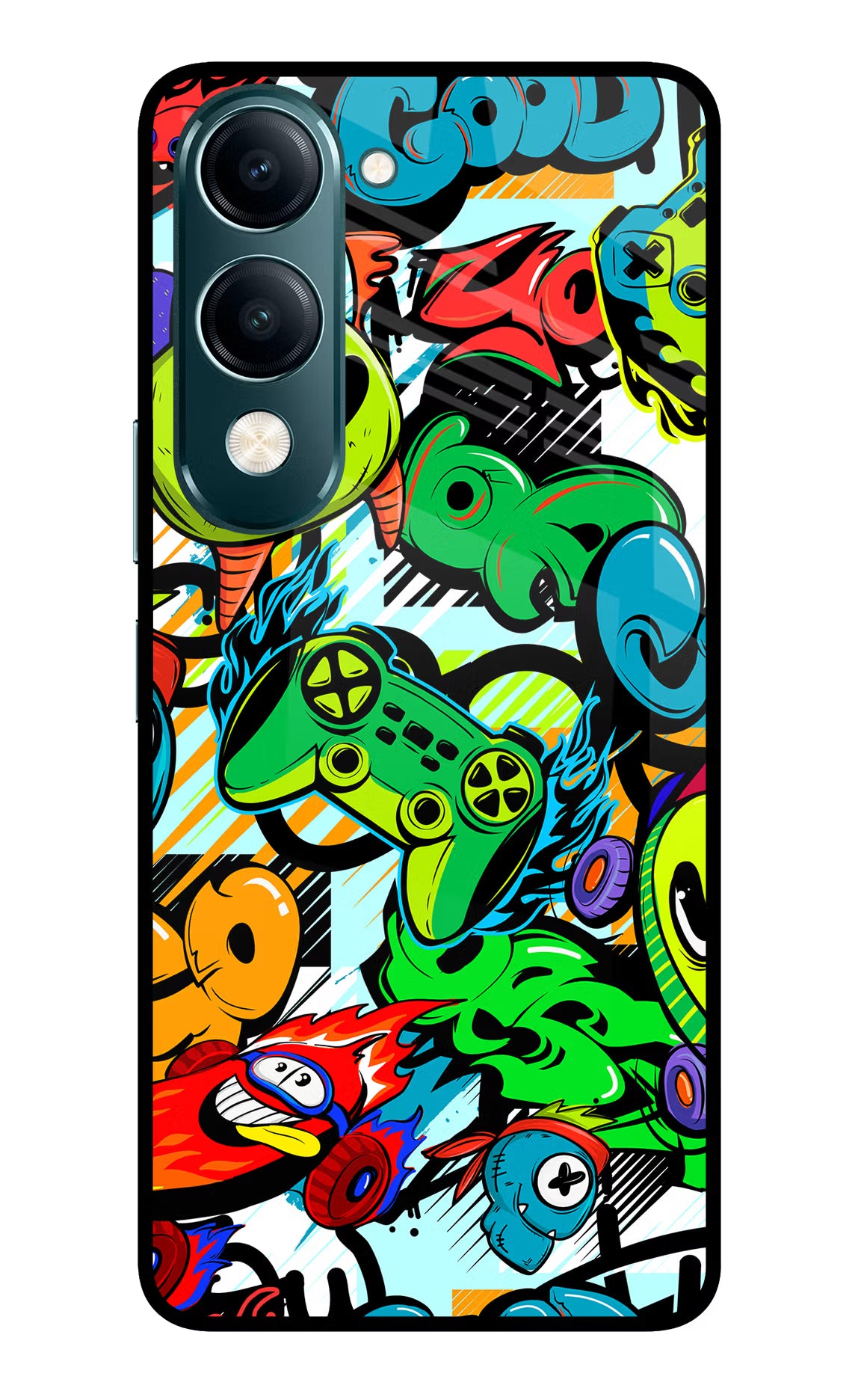 Game Doodle Vivo Y19s 5G Back Cover - Game Doodle Vivo Y19s 5G Glass Case Back Cover by Casekaro Game Doodle Vivo Y19s 5G Glass Case Back Cover by Casekaro