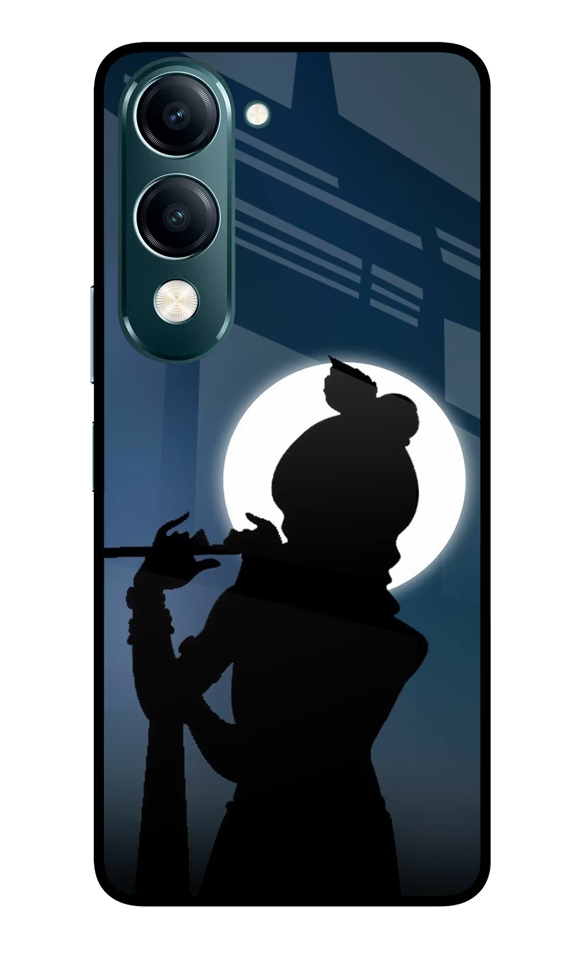 Shri Krishna Silhouette Vivo Y19s 5G Glass Case - Shri Krishna Silhouette Vivo Y19s 5G Glass Case Shri Krishna Silhouette Vivo Y19s 5G Glass Case