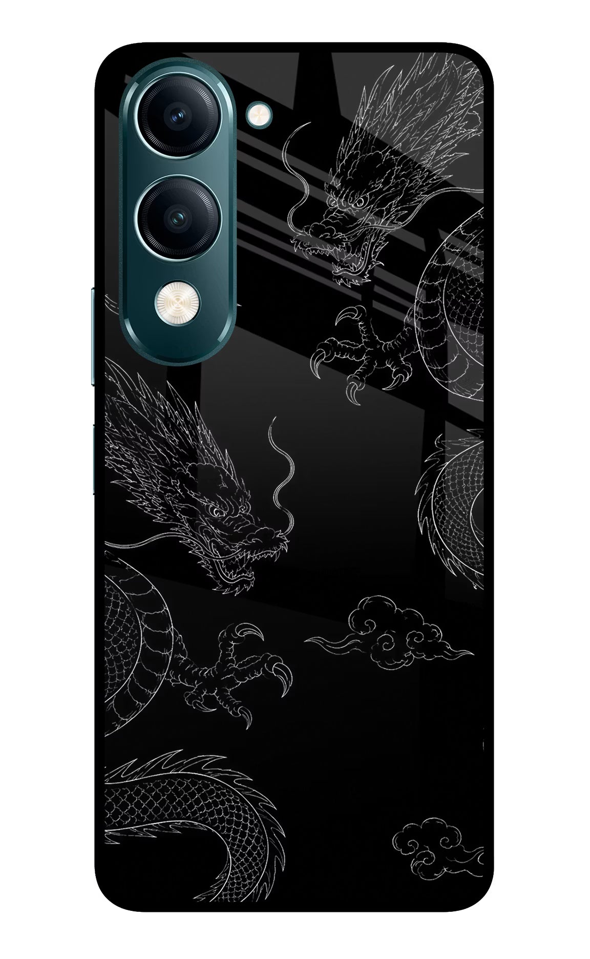 Twin Dragons Vivo Y19s 5G Back Cover - Twin Dragons Vivo Y19s 5G Glass Case Back Cover by Casekaro Twin Dragons Vivo Y19s 5G Glass Case Back Cover by Casekaro