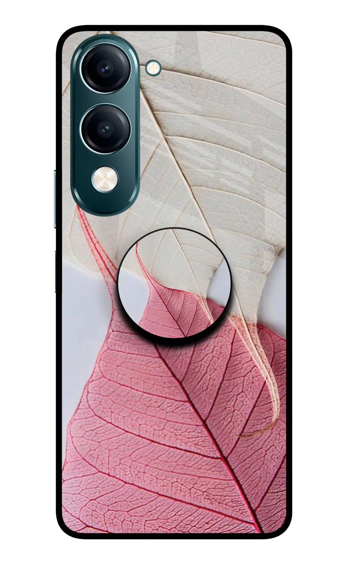 White Pink Leaf Vivo Y19s 5G Pop Case - White Pink Leaf Vivo Y19s 5G Pop Case by Casekaro White Pink Leaf Vivo Y19s 5G Pop Case by Casekaro
