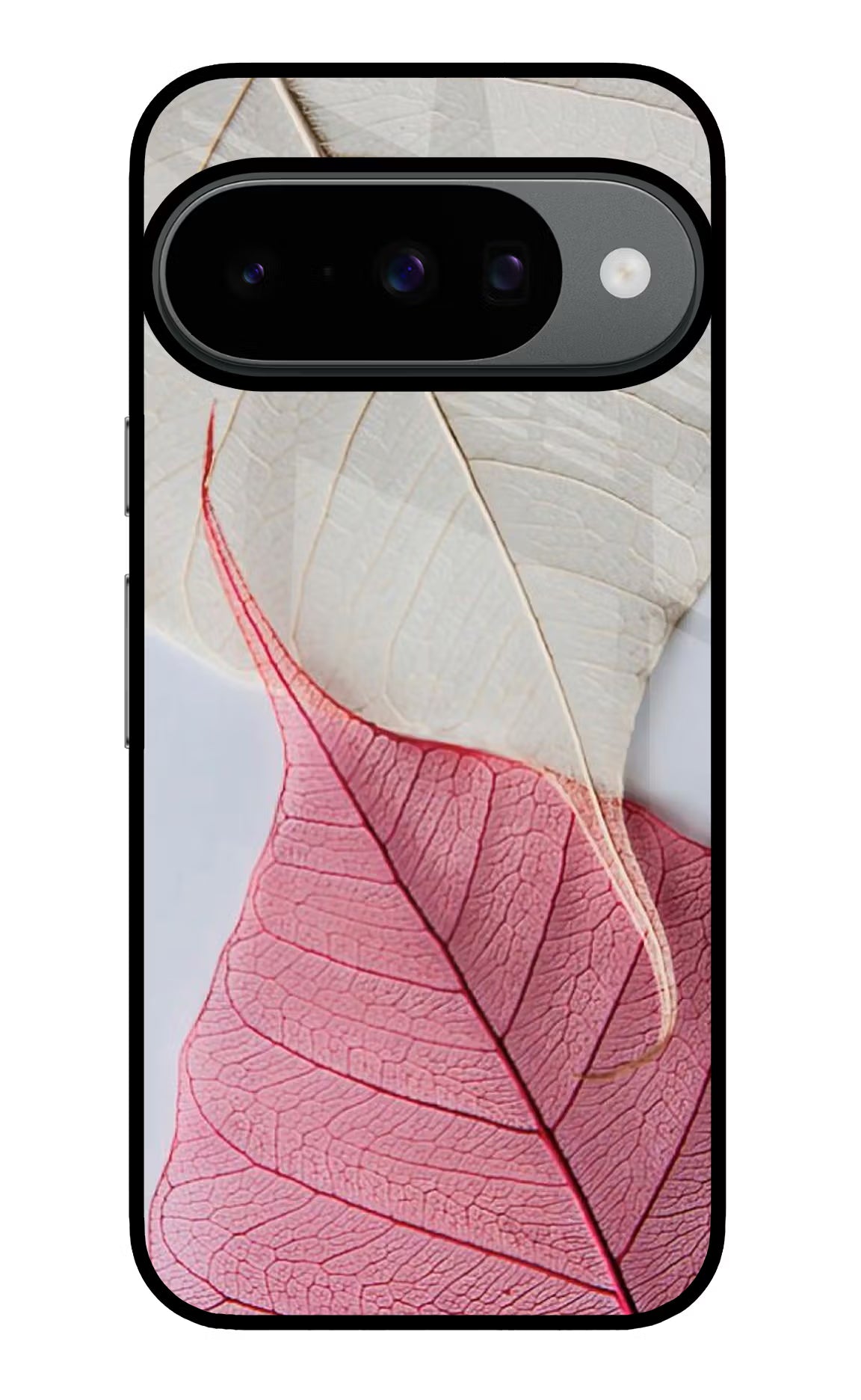 White Pink Leaf Google Pixel 10 Back Cover - White Pink Leaf Google Pixel 10 Glass Case Back Cover by Casekaro White Pink Leaf Google Pixel 10 Glass Case Back Cover by Casekaro