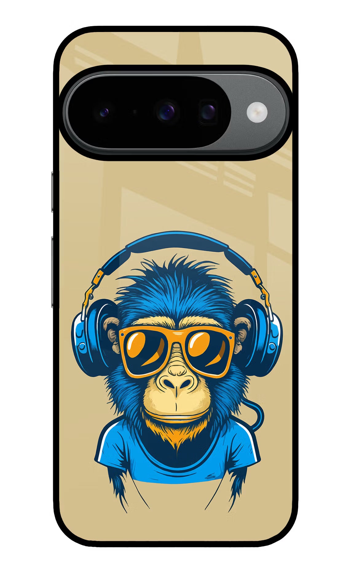 Monkey Headphone Google Pixel 10 Back Cover - Monkey Headphone Google Pixel 10 Glass Case Back Cover by Casekaro Monkey Headphone Google Pixel 10 Glass Case Back Cover by Casekaro