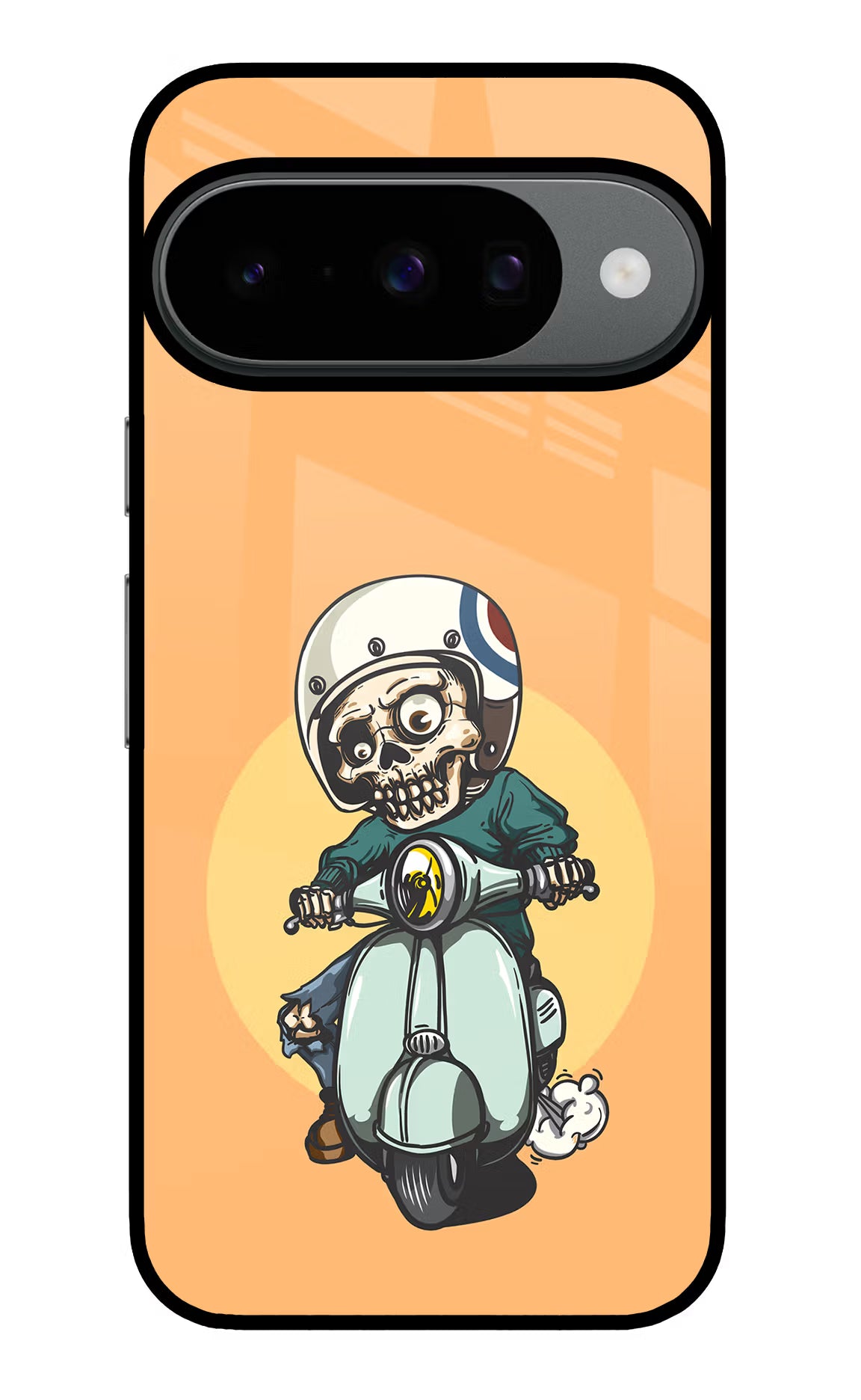 Undead Biker Google Pixel 10 Back Cover - Undead Biker Google Pixel 10 Glass Case Back Cover by Casekaro Undead Biker Google Pixel 10 Glass Case Back Cover by Casekaro
