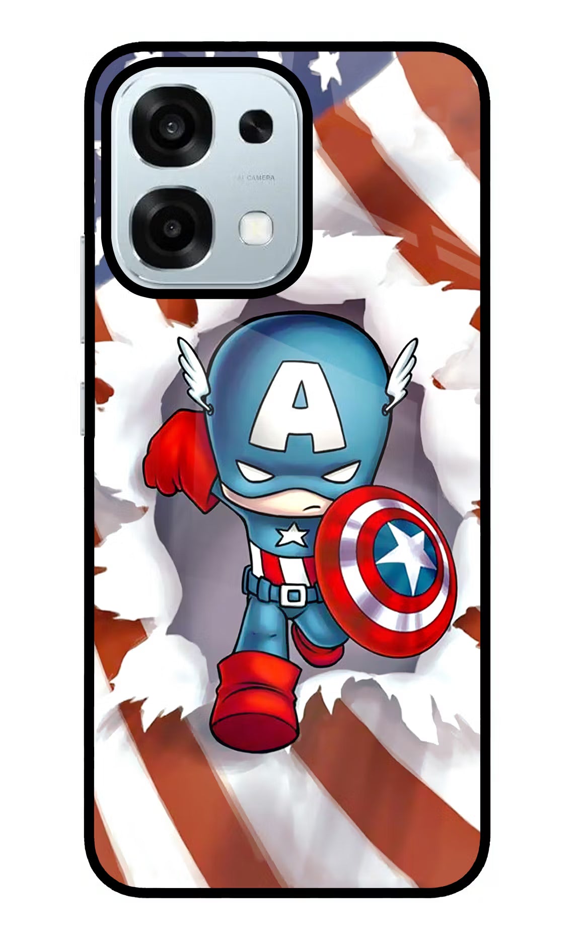 Captain America Oppo F31 5G Back Cover - Captain America Oppo F31 5G Glass Case Back Cover by Casekaro Captain America Oppo F31 5G Glass Case Back Cover by Casekaro