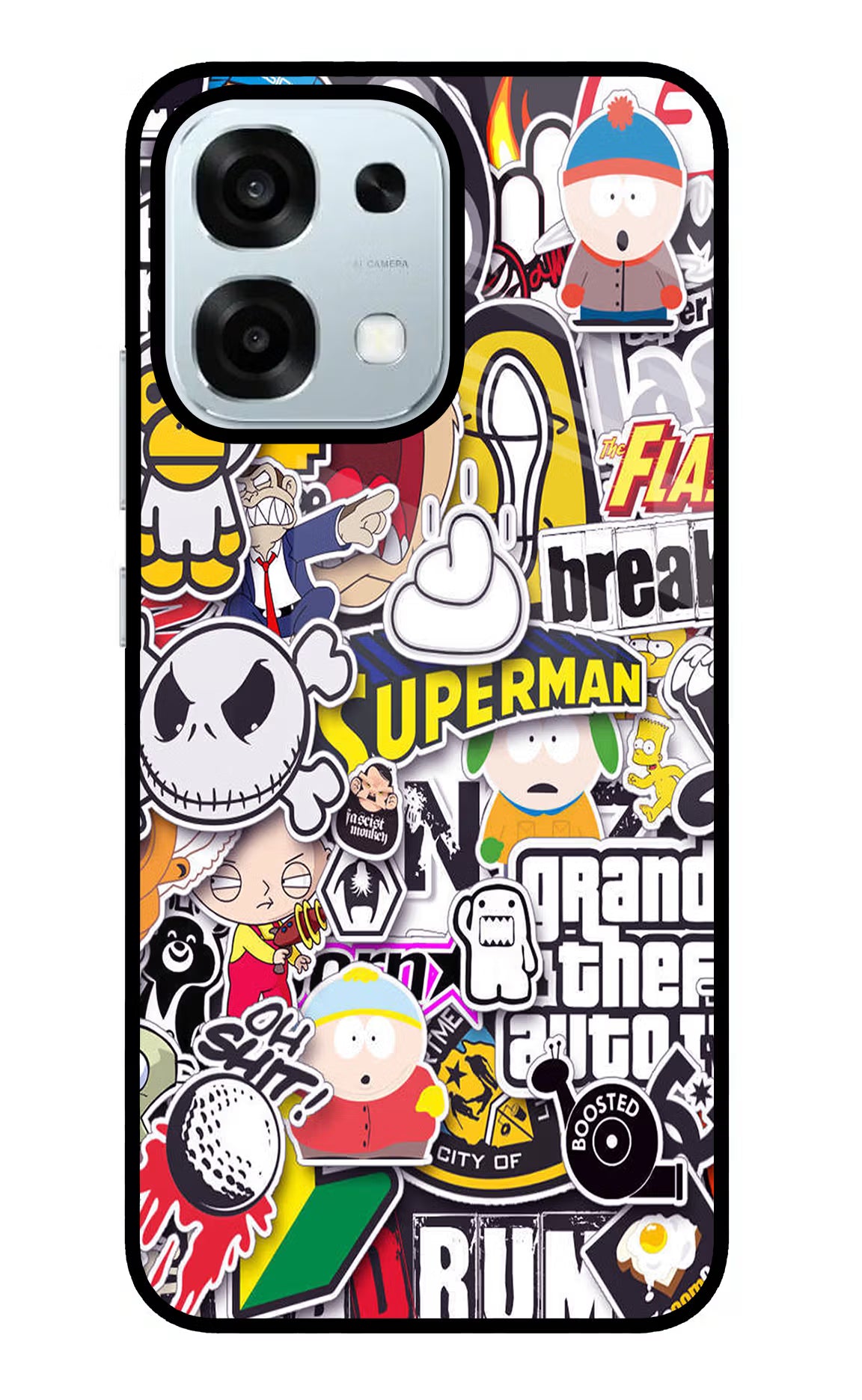 Sticker Bomb Oppo F31 5G Back Cover - Sticker Bomb Oppo F31 5G Glass Case Back Cover by Casekaro Sticker Bomb Oppo F31 5G Glass Case Back Cover by Casekaro