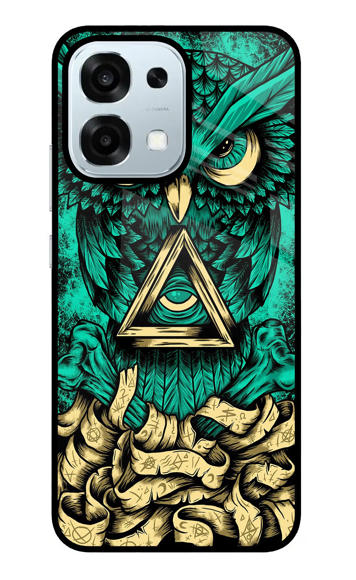 Green Owl Oppo F31 5G Glass Case - Green Owl Oppo F31 5G Glass Case Green Owl Oppo F31 5G Glass Case