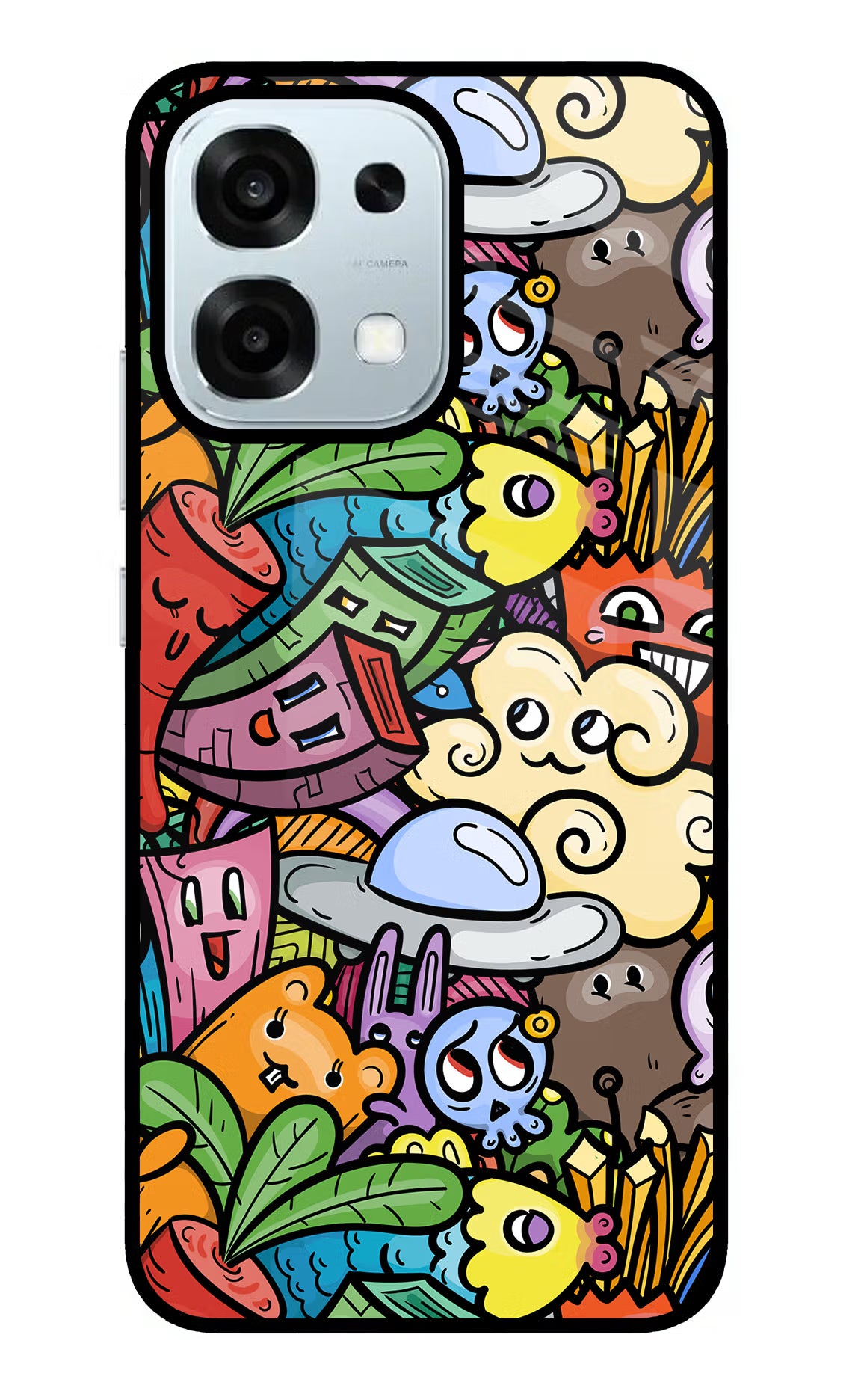 Veggie Doodle Oppo F31 5G Back Cover - Veggie Doodle Oppo F31 5G Glass Case Back Cover by Casekaro Veggie Doodle Oppo F31 5G Glass Case Back Cover by Casekaro