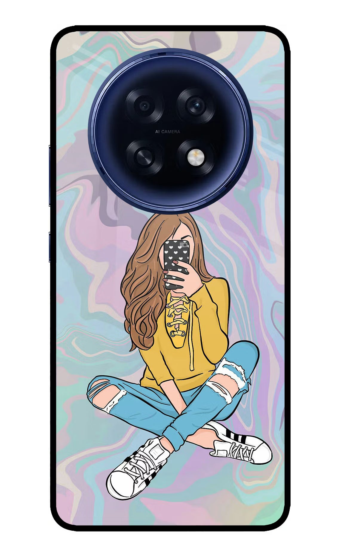 Selfie Girl Oppo F31 Pro Plus 5G Back Cover - Selfie Girl Oppo F31 Pro Plus 5G Glass Case Back Cover by Casekaro Selfie Girl Oppo F31 Pro Plus 5G Glass Case Back Cover by Casekaro