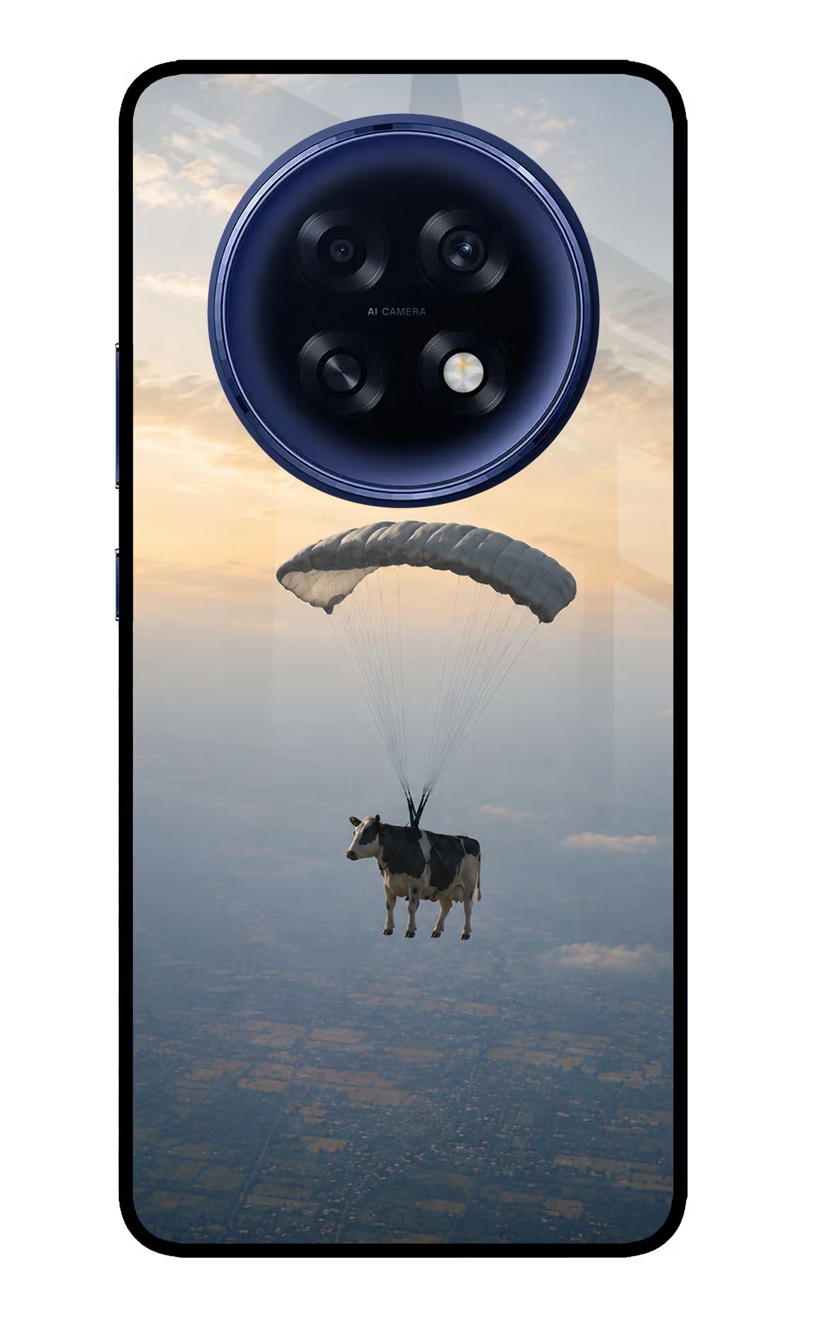 Skydiving Cow Oppo F31 Pro Plus 5G Glass Case - Skydiving Cow Oppo F31 Pro Plus 5G Glass Case Skydiving Cow Oppo F31 Pro Plus 5G Glass Case