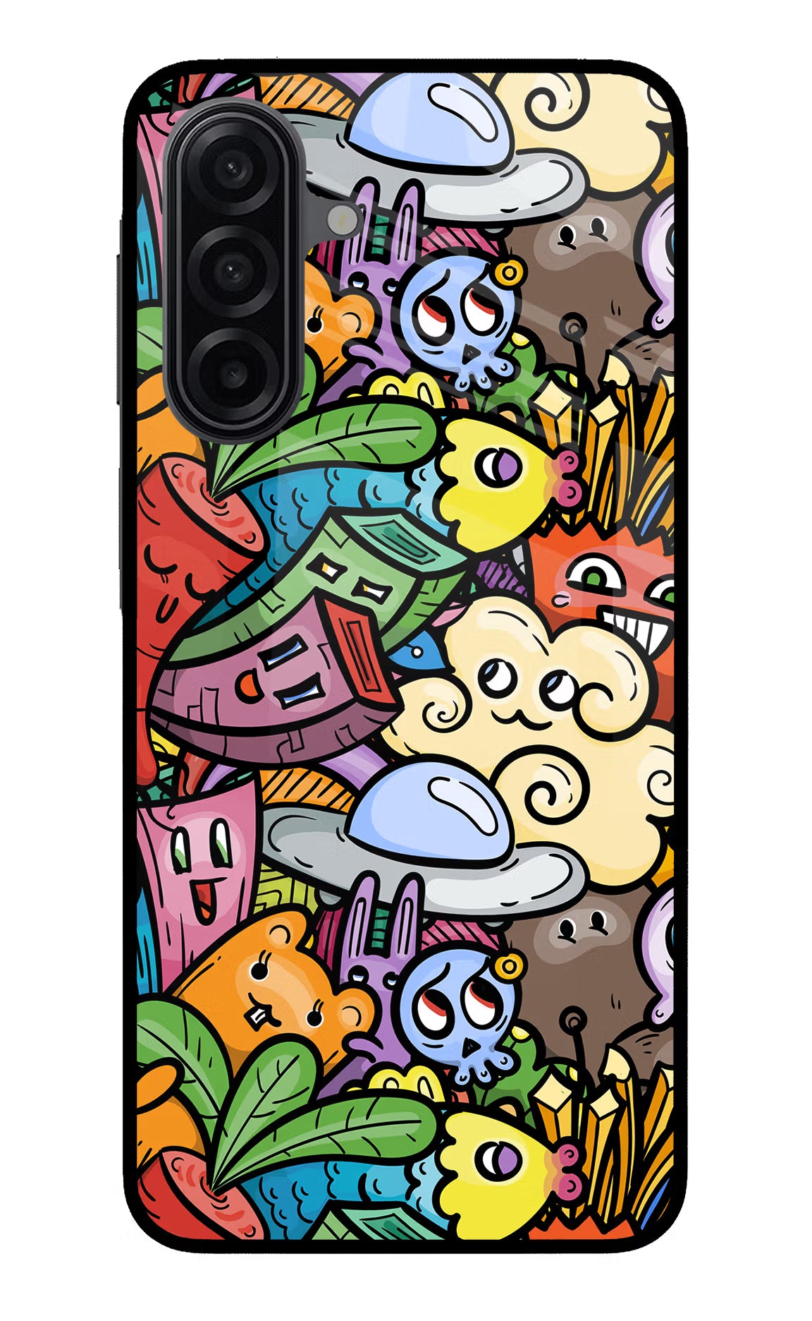Veggie Doodle Samsung A17 5G Back Cover - Veggie Doodle Samsung A17 5G Glass Case Back Cover by Casekaro Veggie Doodle Samsung A17 5G Glass Case Back Cover by Casekaro