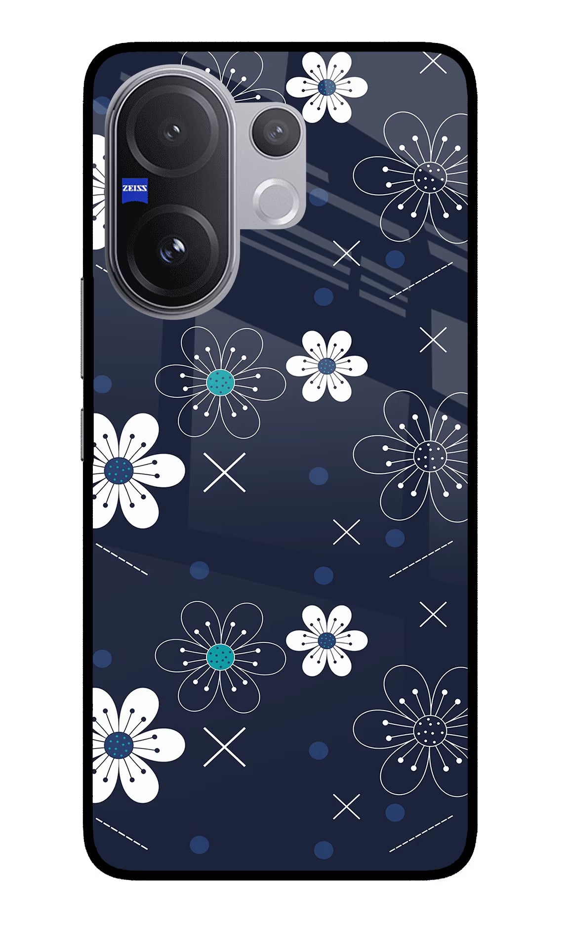 Flowers Vivo V60 5G Back Cover - Flowers Vivo V60 5G Glass Case Back Cover by Casekaro Flowers Vivo V60 5G Glass Case Back Cover by Casekaro