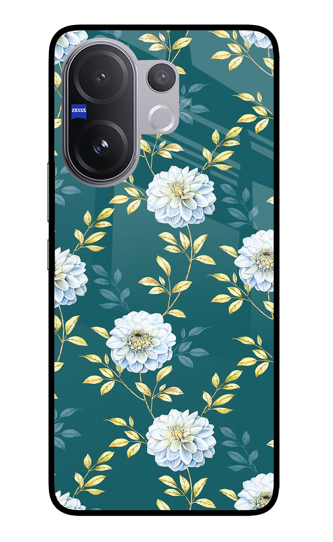 Flowers Vivo V60 5G Back Cover - Flowers Vivo V60 5G Glass Case Back Cover by Casekaro Flowers Vivo V60 5G Glass Case Back Cover by Casekaro